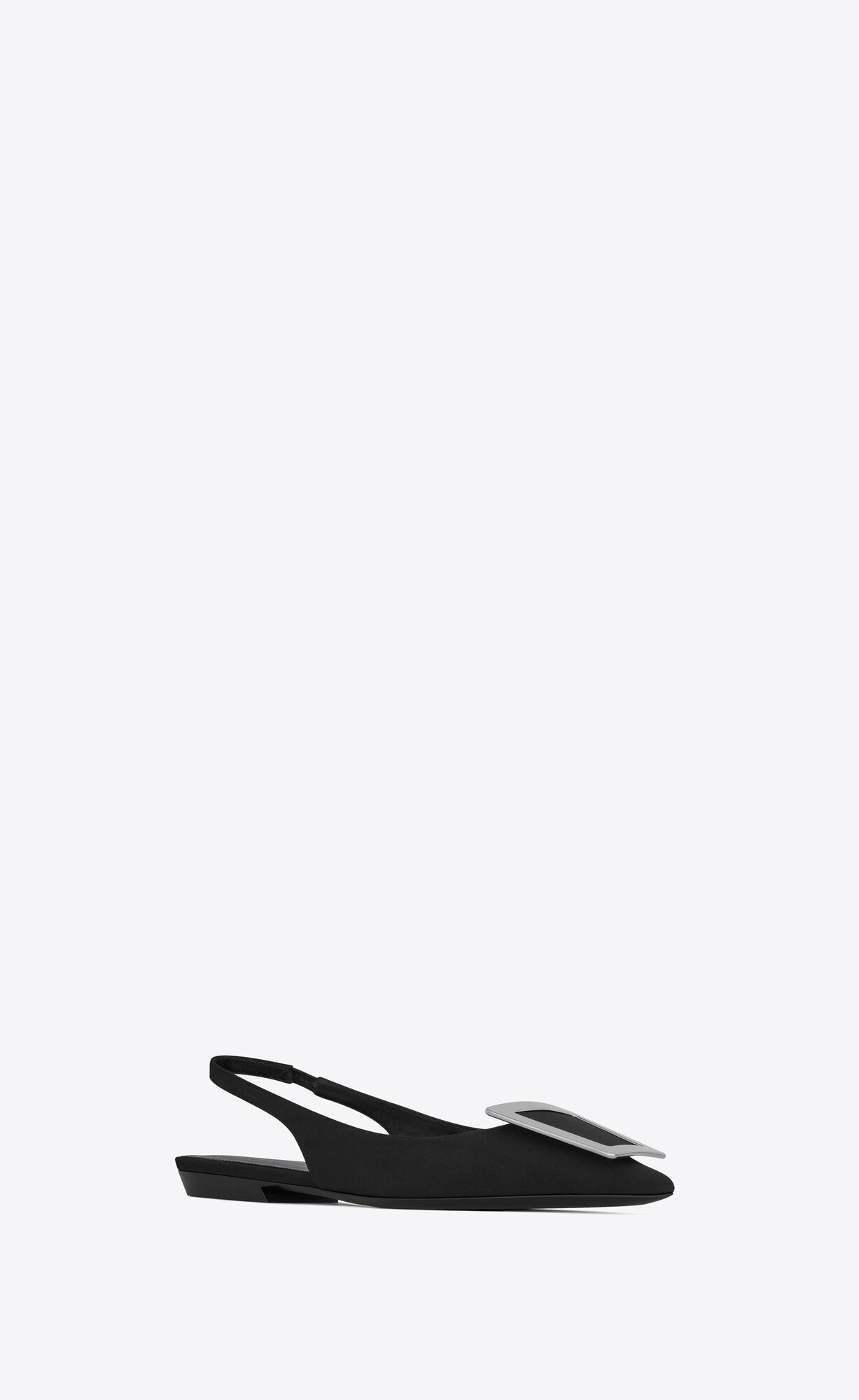 YSL Maxine Slingback Flats In Crepe De Chine Schwarz | 20413-NBLC