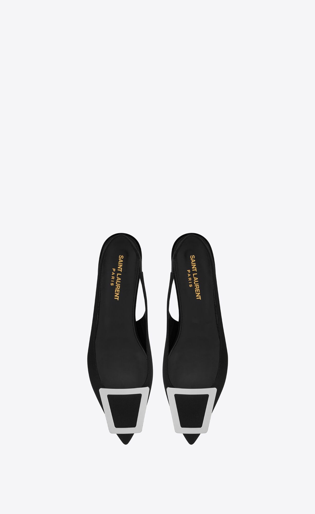 YSL Maxine Slingback Flats In Crepe De Chine Schwarz | 20413-NBLC