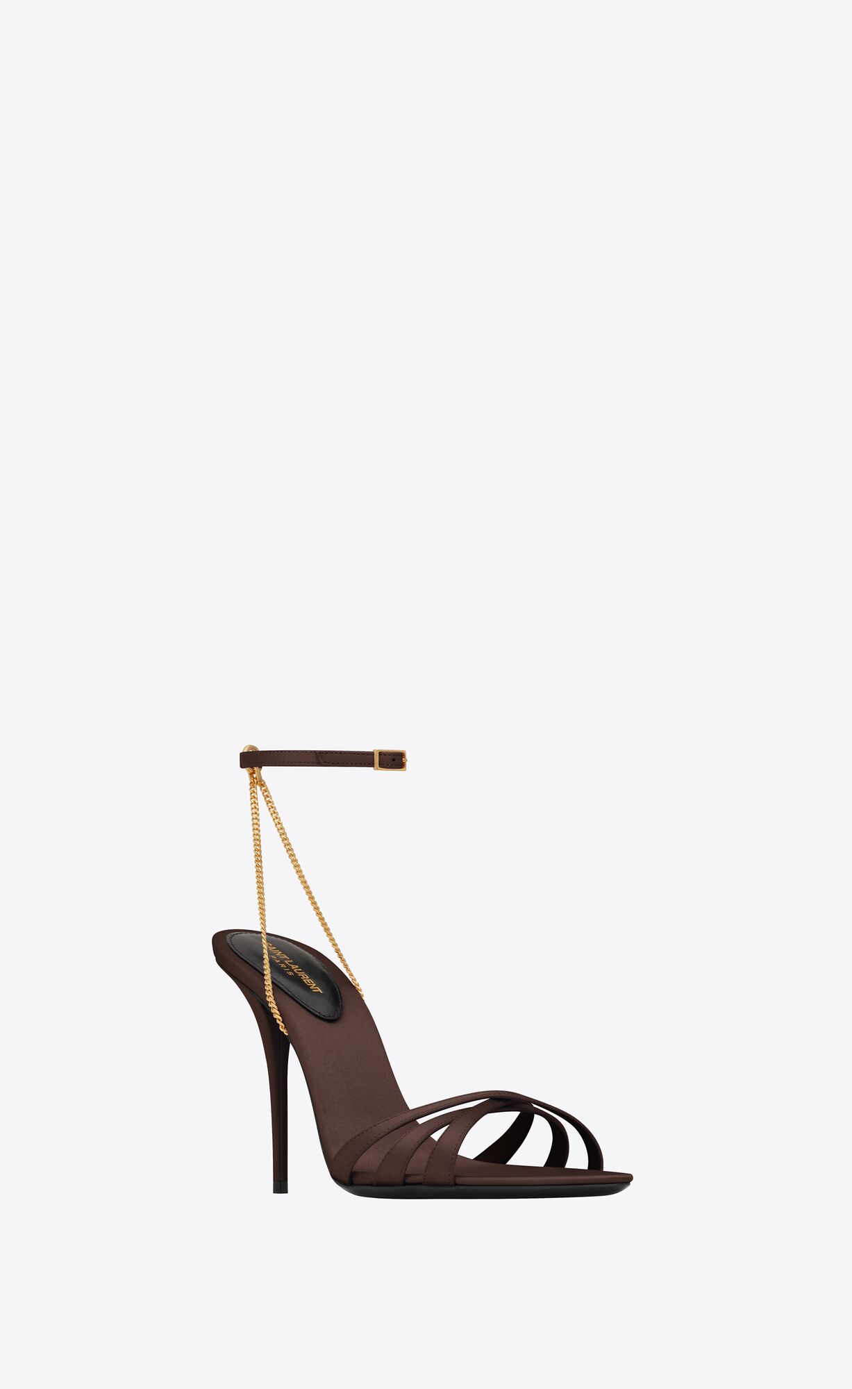 YSL Melody Sandals In Crepe Satin Dunkelschokolade | 48965-ZCMF