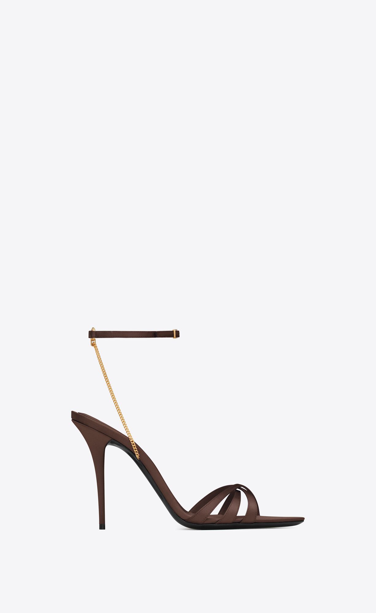 YSL Melody Sandals In Crepe Satin Dunkelschokolade | 48965-ZCMF