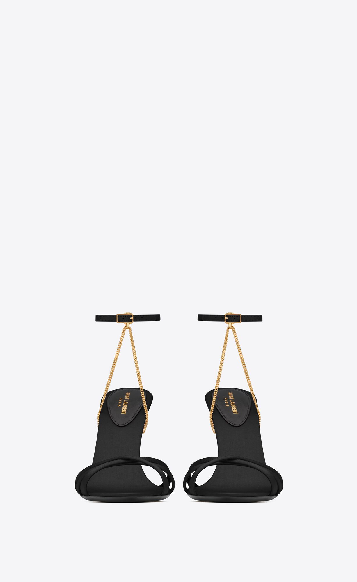 YSL Melody Sandals In Crepe Satin Schwarz | 27856-LVAX