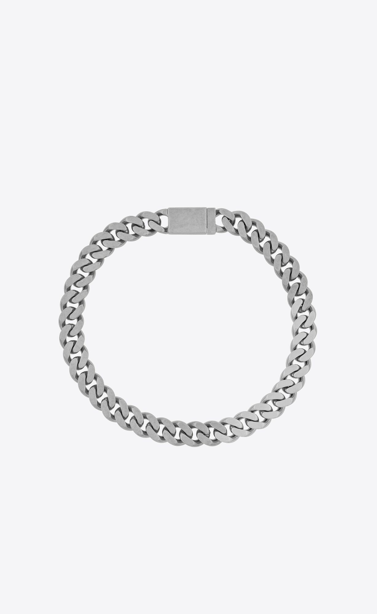 YSL Metal Curb Chain Necklace Silber | 28460-BTOU