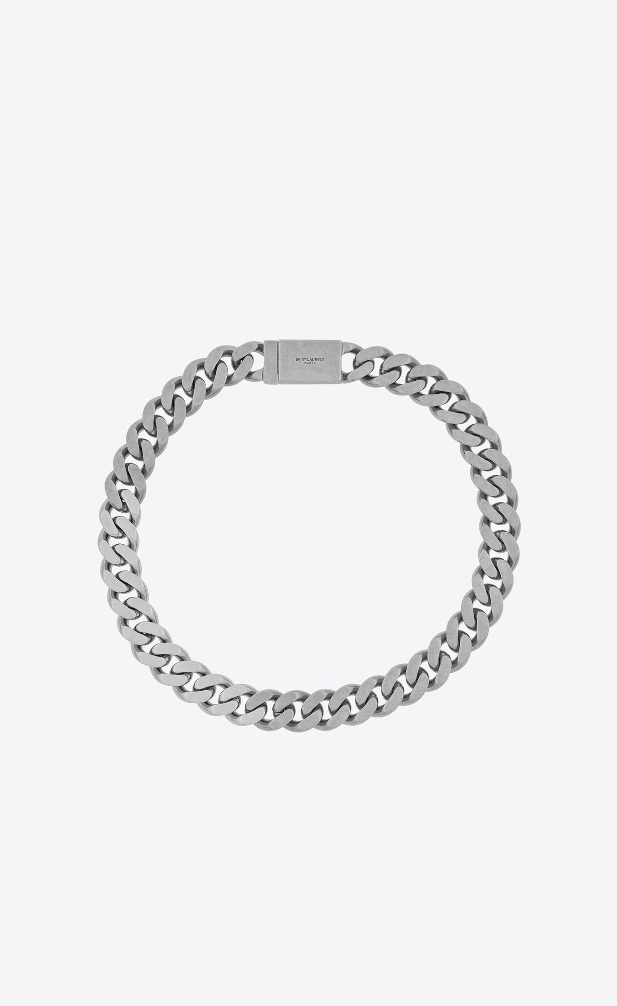 YSL Metal Curb Chain Necklace Silber | 28460-BTOU