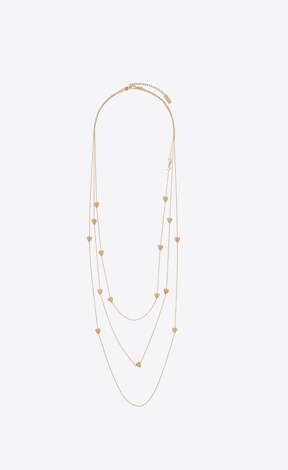 YSL Mini Heart Three-row Necklace In Metal Gold | 03842-UWHM