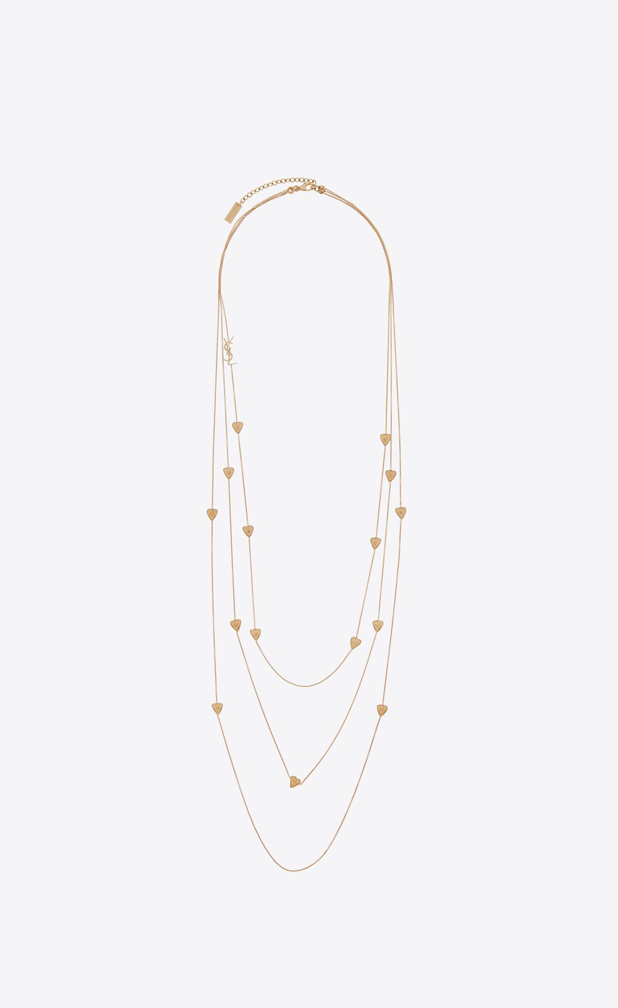 YSL Mini Heart Three-row Necklace In Metal Gold | 03842-UWHM