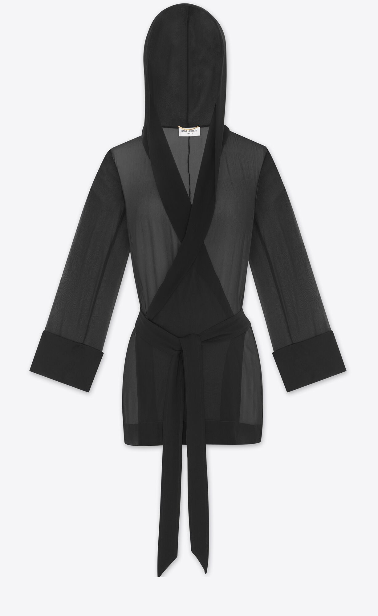 YSL Mit Kapuze Jacket In Crepe Muslin Schwarz | 45781-JTQE