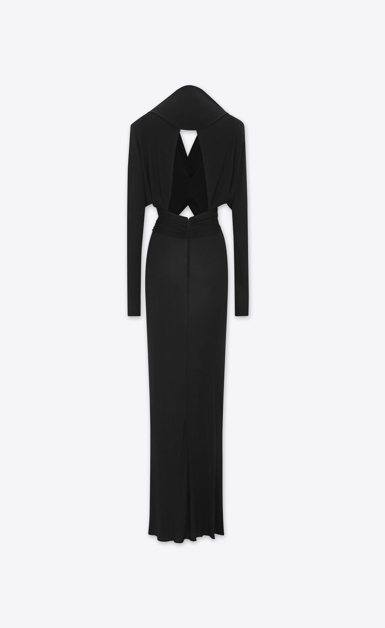 YSL Mit Kapuze Kleider In Crepe Jersey Schwarz | 84527-POYA