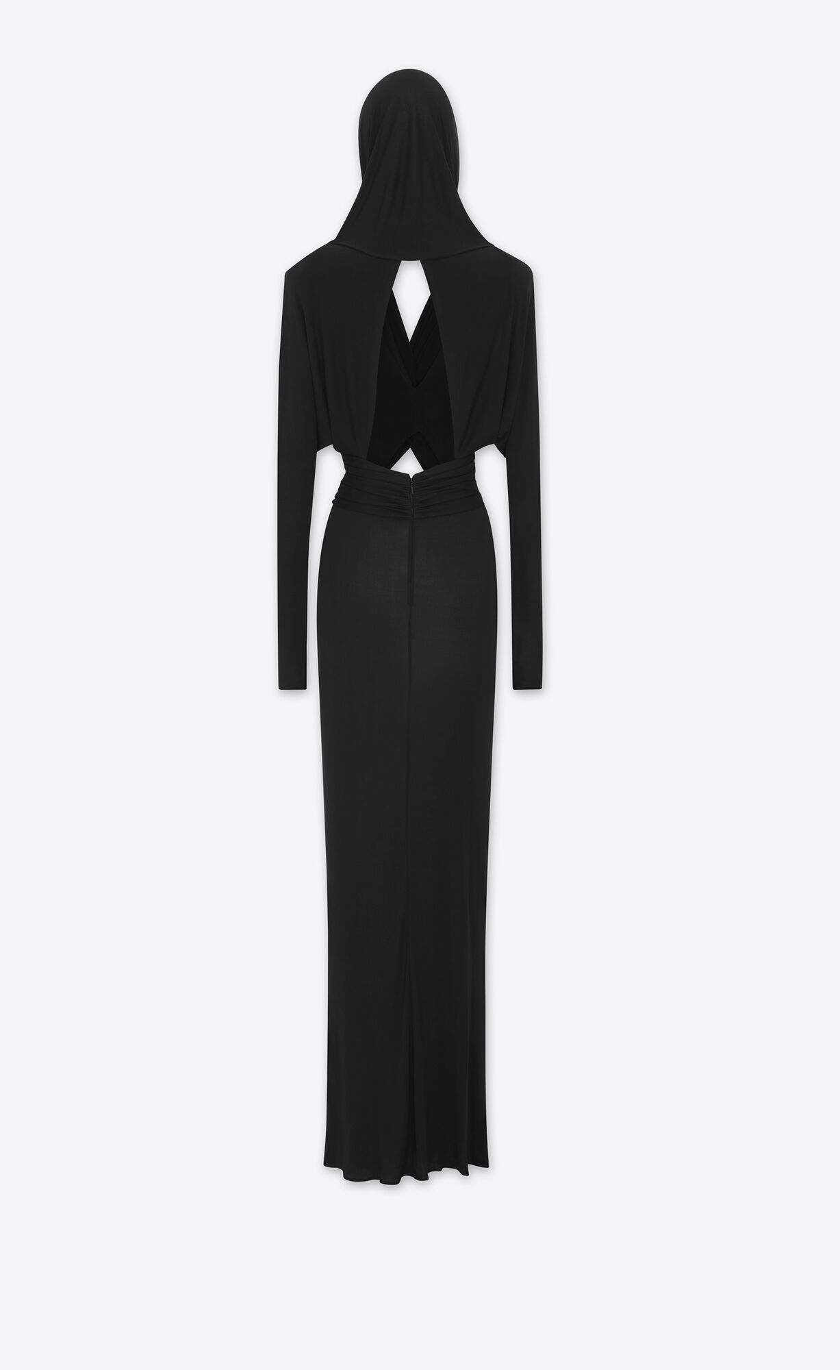 YSL Mit Kapuze Kleider In Crepe Jersey Schwarz | 84527-POYA