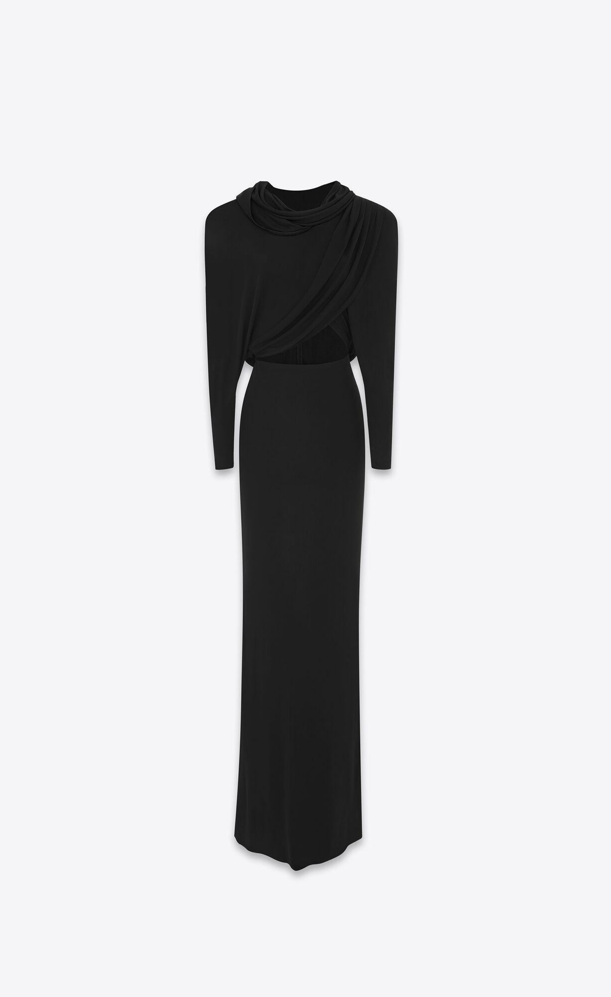 YSL Mit Kapuze Kleider In Crepe Jersey Schwarz | 86034-KROE