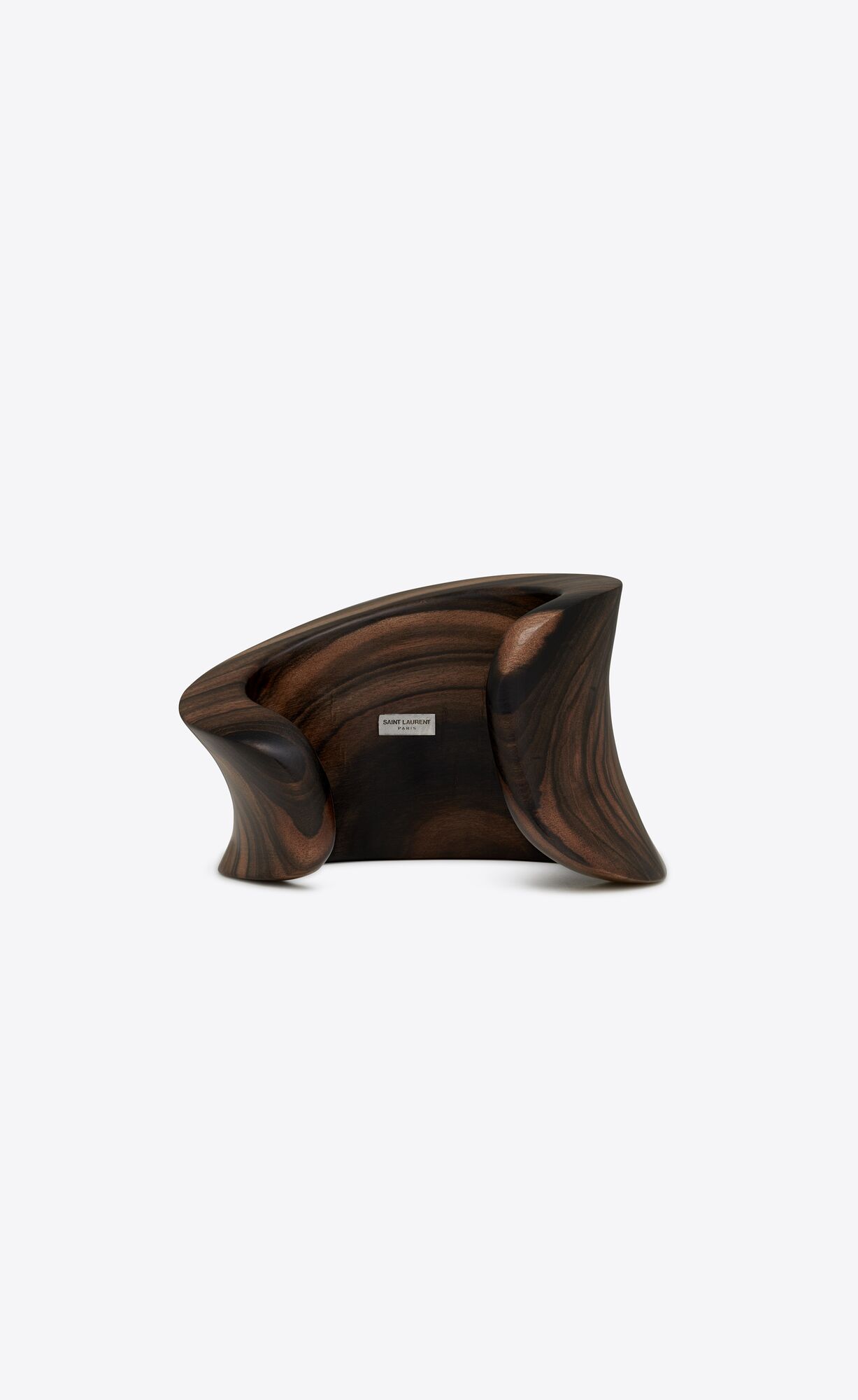 YSL Modernist Curved Cuff Bracelet In Wood Silber Dunkelbraun | 40318-XGYW