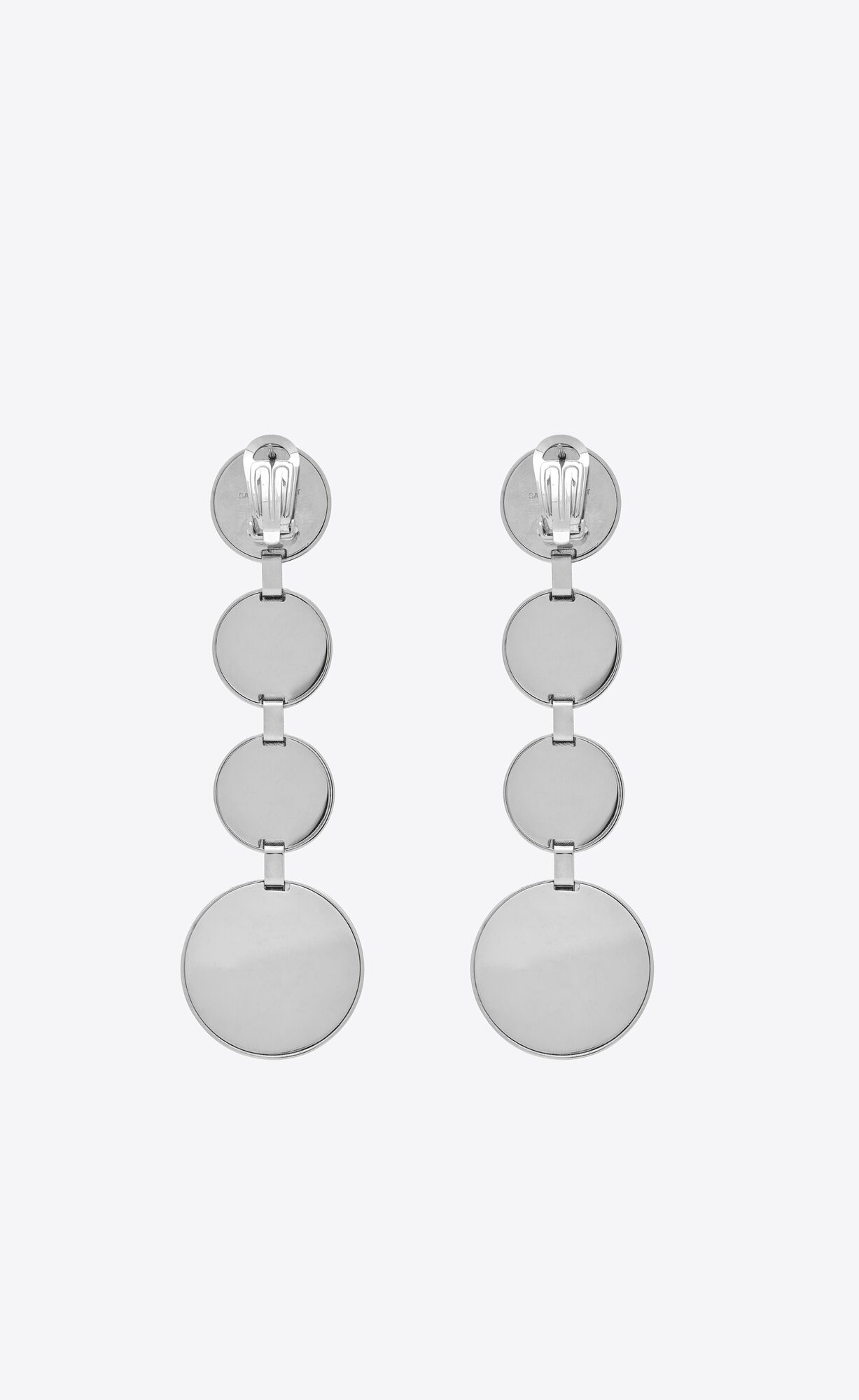 YSL Multi Sphere Rhinestone Baguette Earrings In Metal Palladium And Crystal | 12598-DJWR