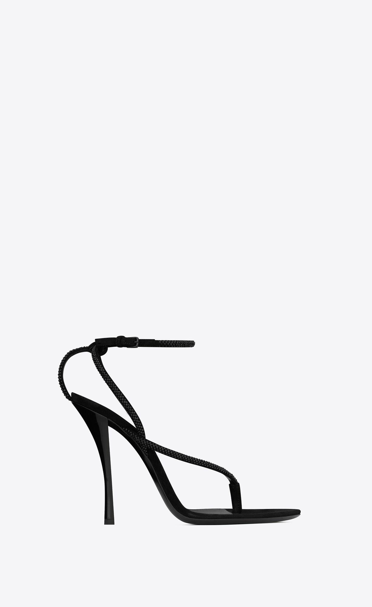 YSL Nadja Sandals In Wildleder And Rhinestones Schwarz | 69483-HOWR