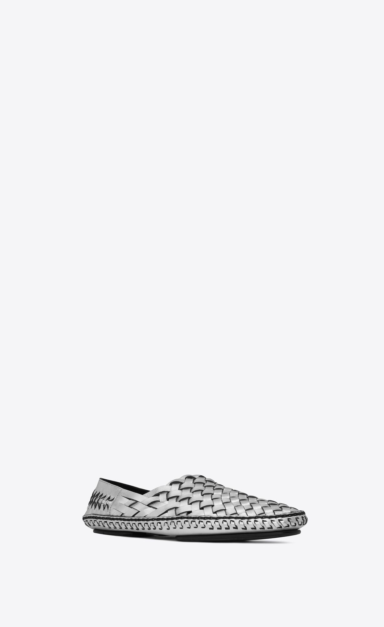 YSL Neil Slippers In Metallized Leder Argent | 17580-JKWM