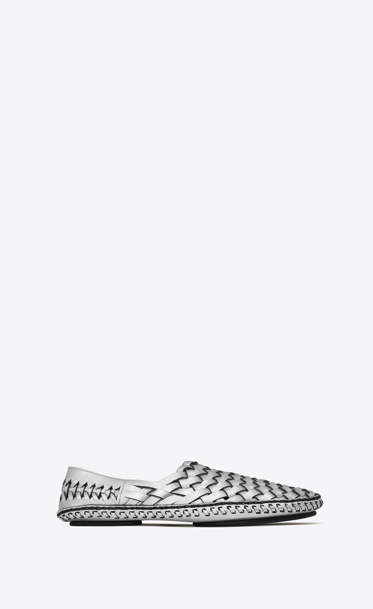 YSL Neil Slippers In Metallized Leder Argent | 17580-JKWM