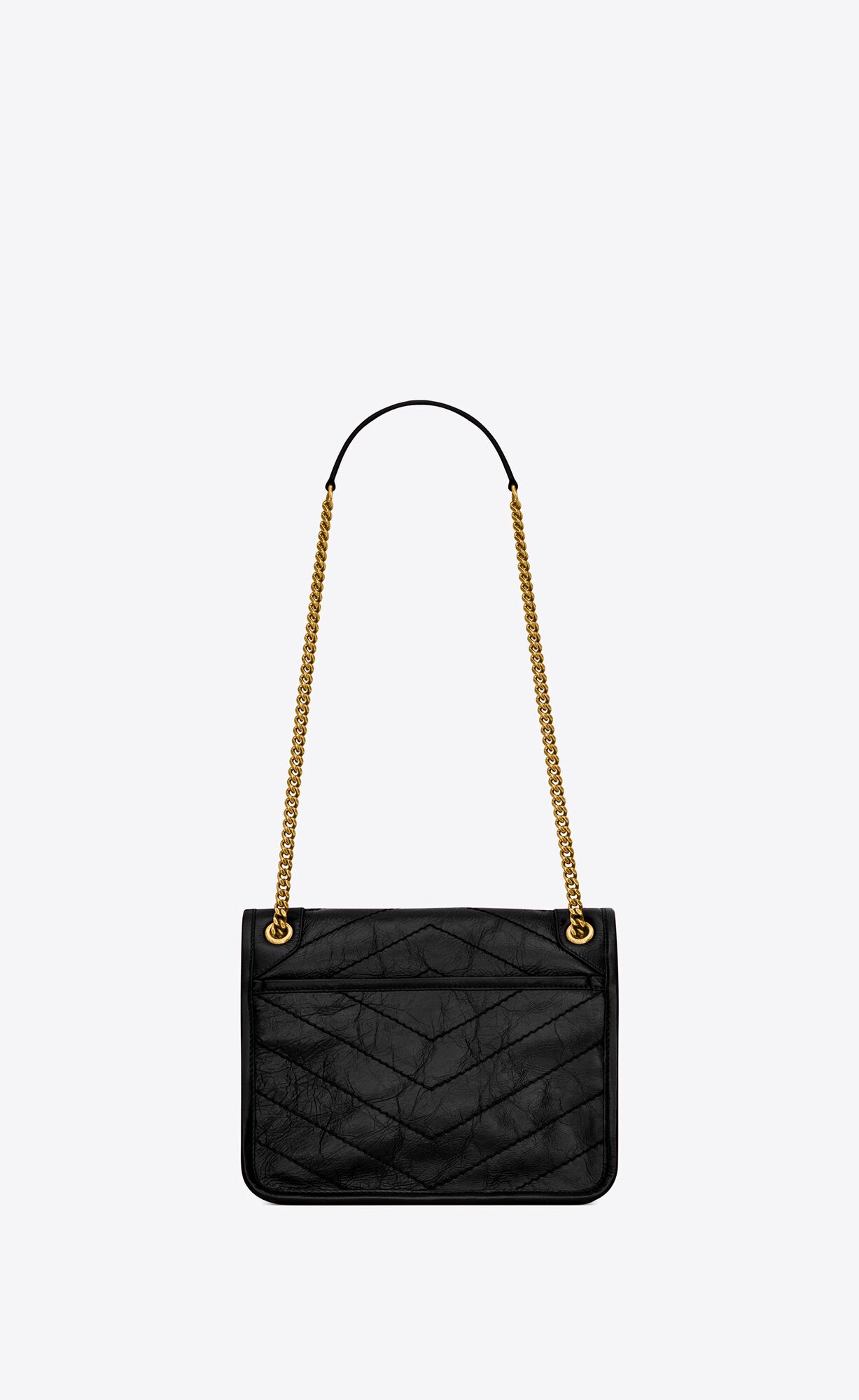 YSL Niki Baby Chain Bag In Crinkled Vintage Leder Noir | 41572-ETBU