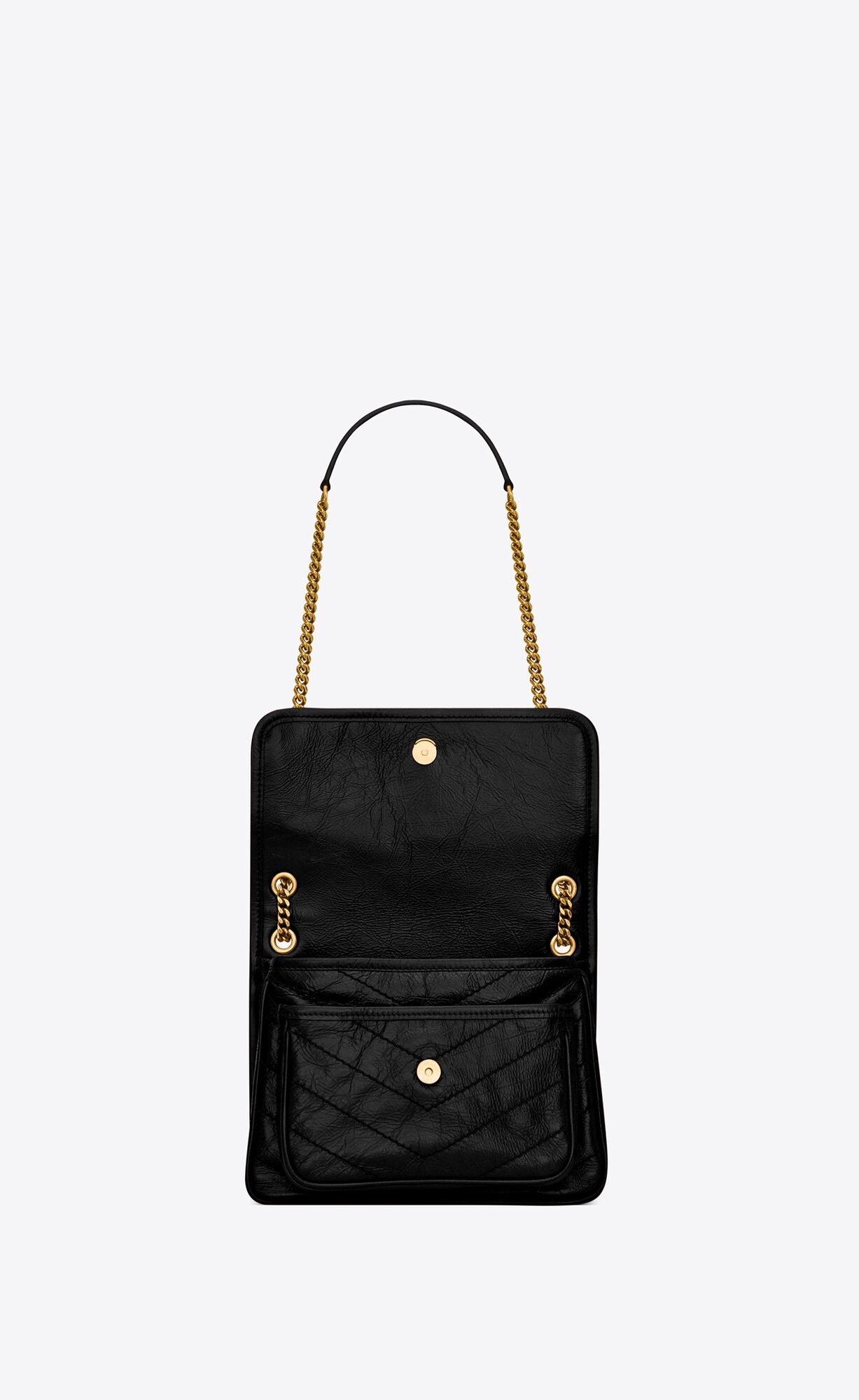 YSL Niki Baby Chain Bag In Crinkled Vintage Leder Noir | 41572-ETBU