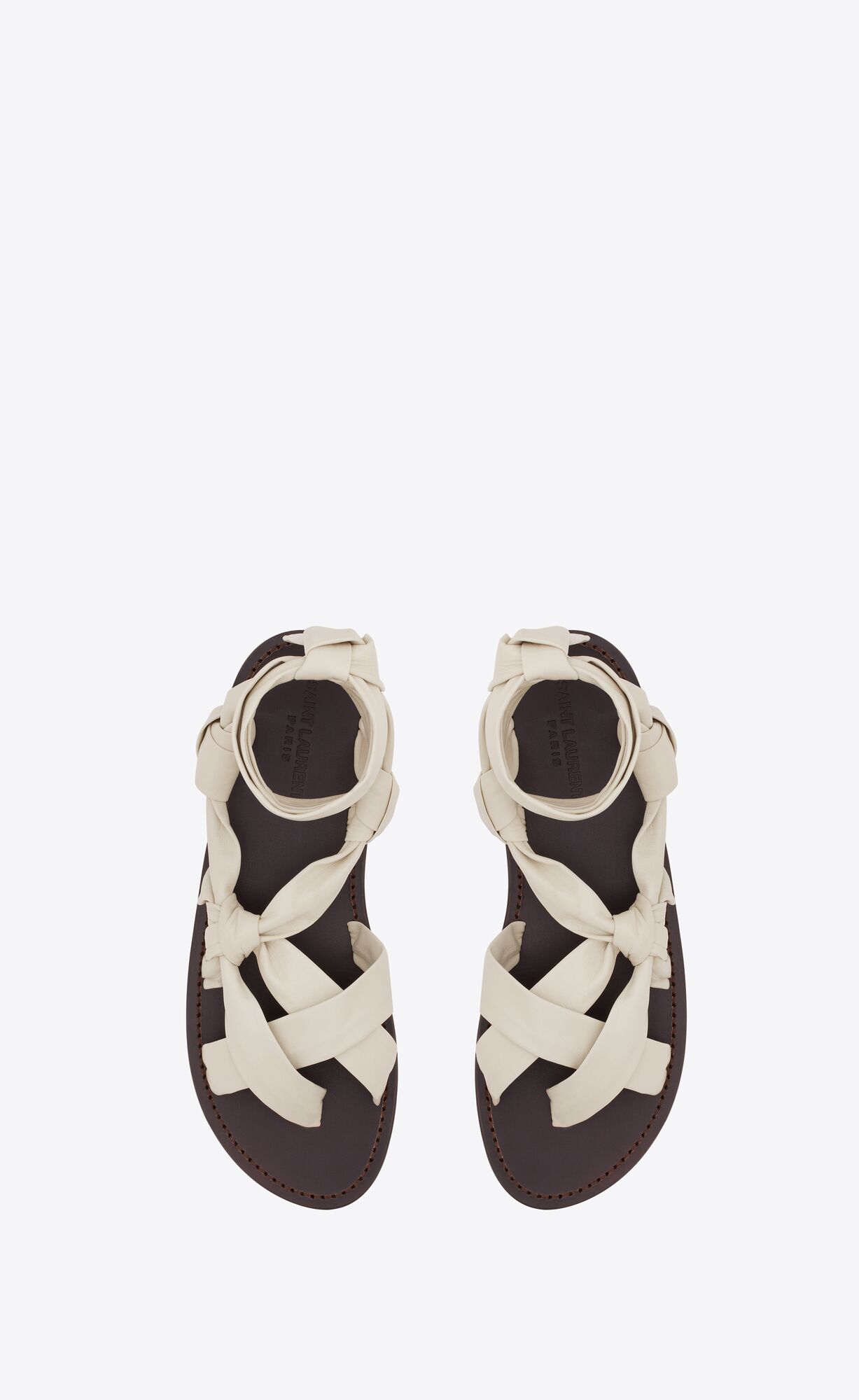 YSL Nolan Sandals In Smooth Leder Pearl | 16875-NTGP