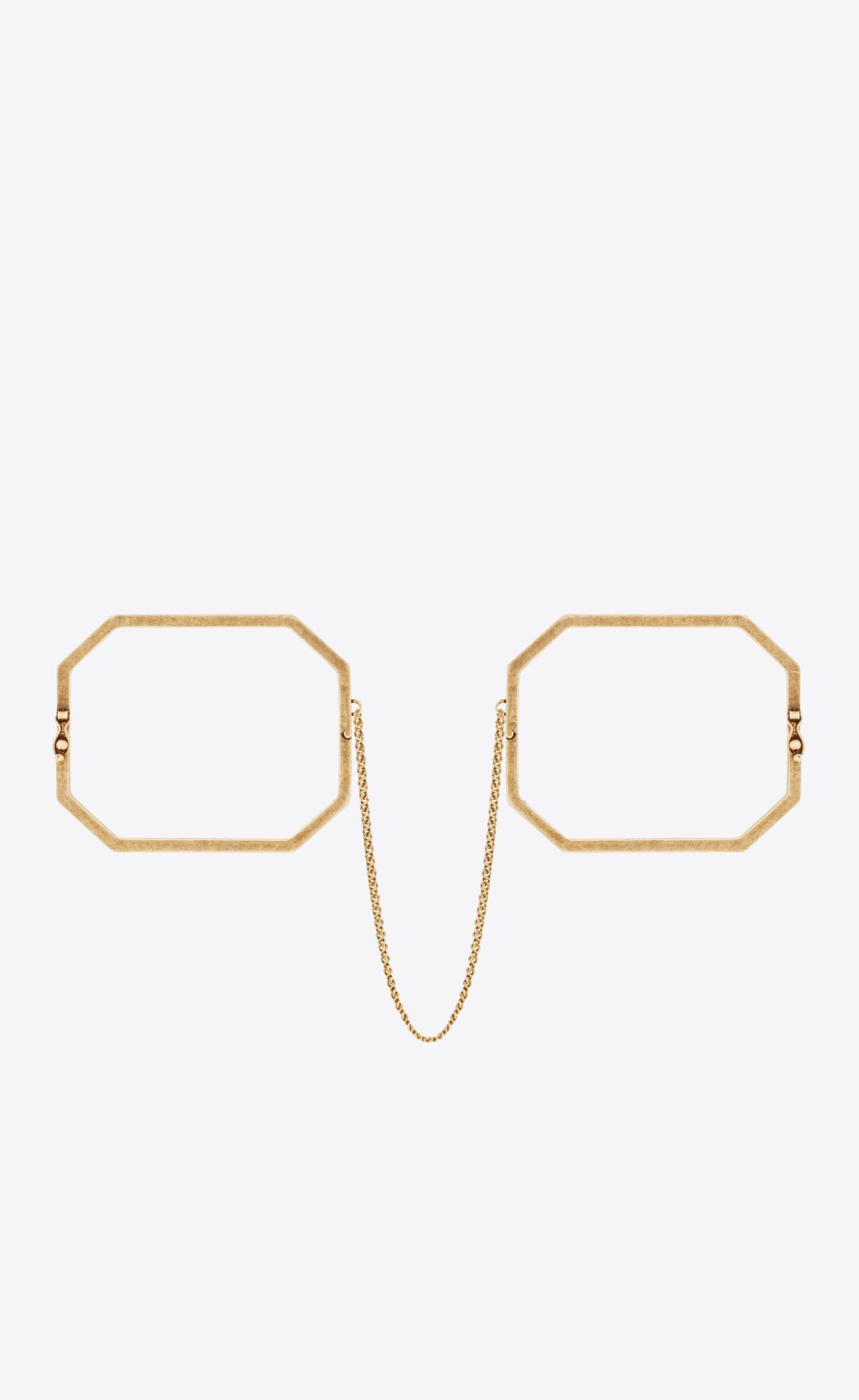 YSL Octagon Handcuff Bracelets In Metal Gold | 92640-BHAG