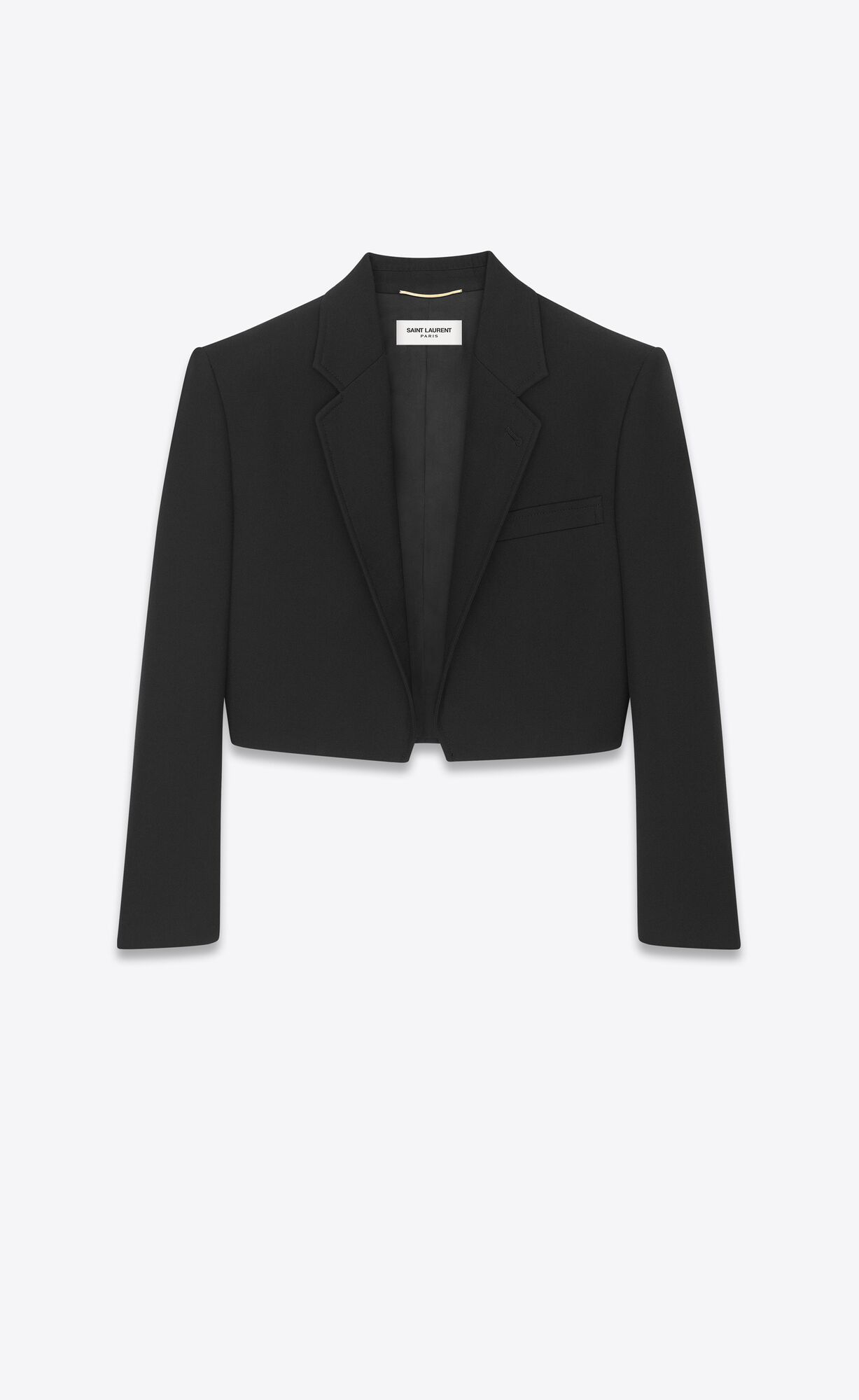 YSL Open Cropped Jacket In Saint Laurent Gabardine Schwarz | 94537-RBFJ