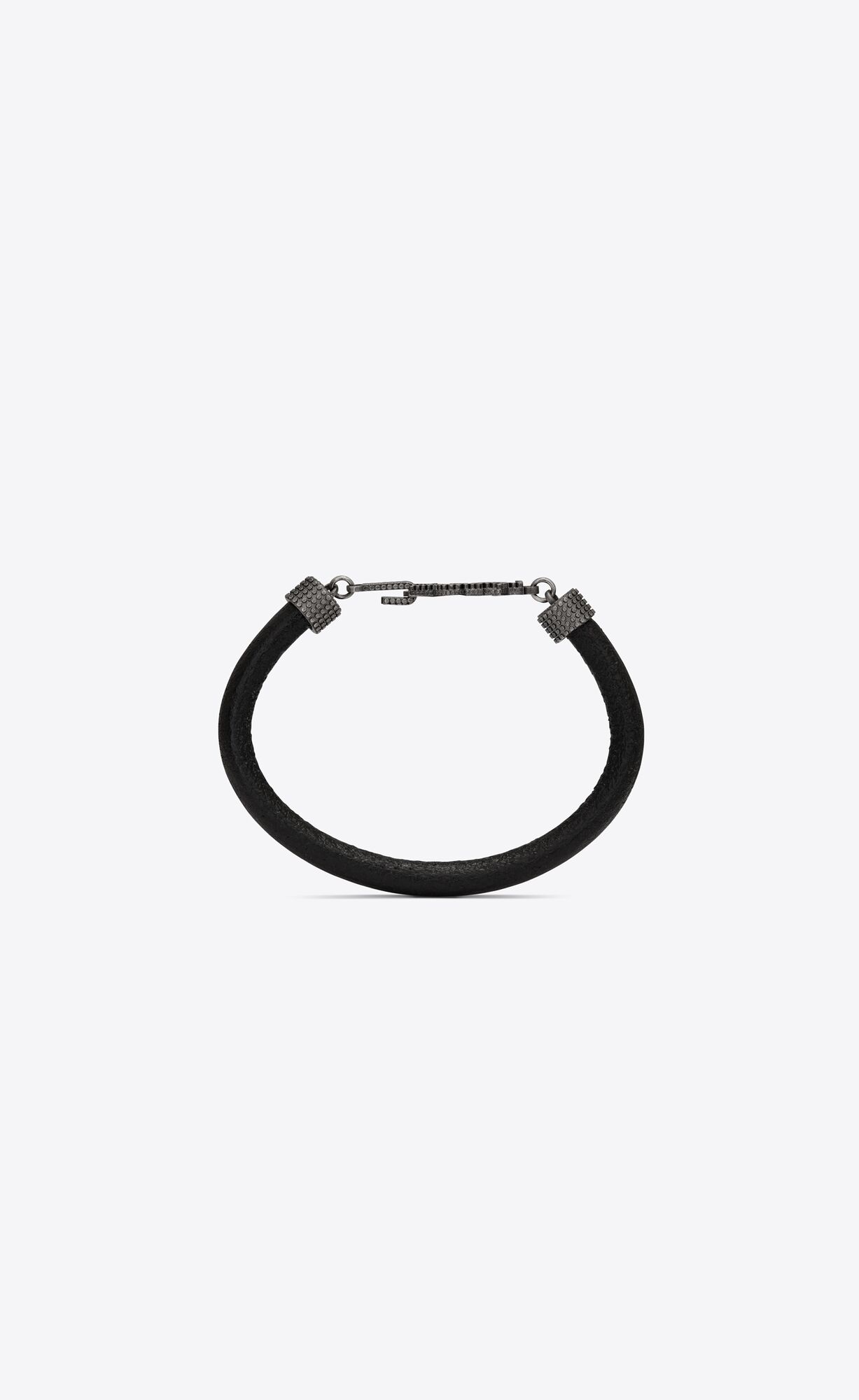 YSL Opyum Bracelet In Crinkled Leder And Metal Schwarz | 68421-MUAL