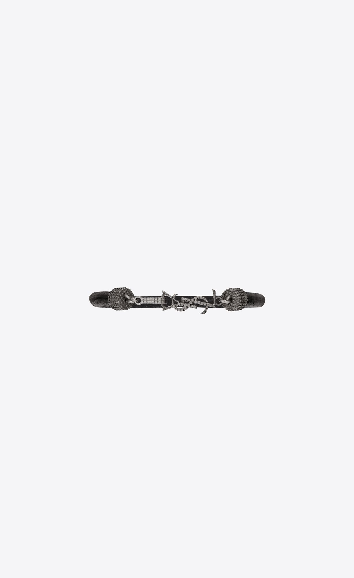 YSL Opyum Bracelet In Crinkled Leder And Metal Schwarz | 68421-MUAL