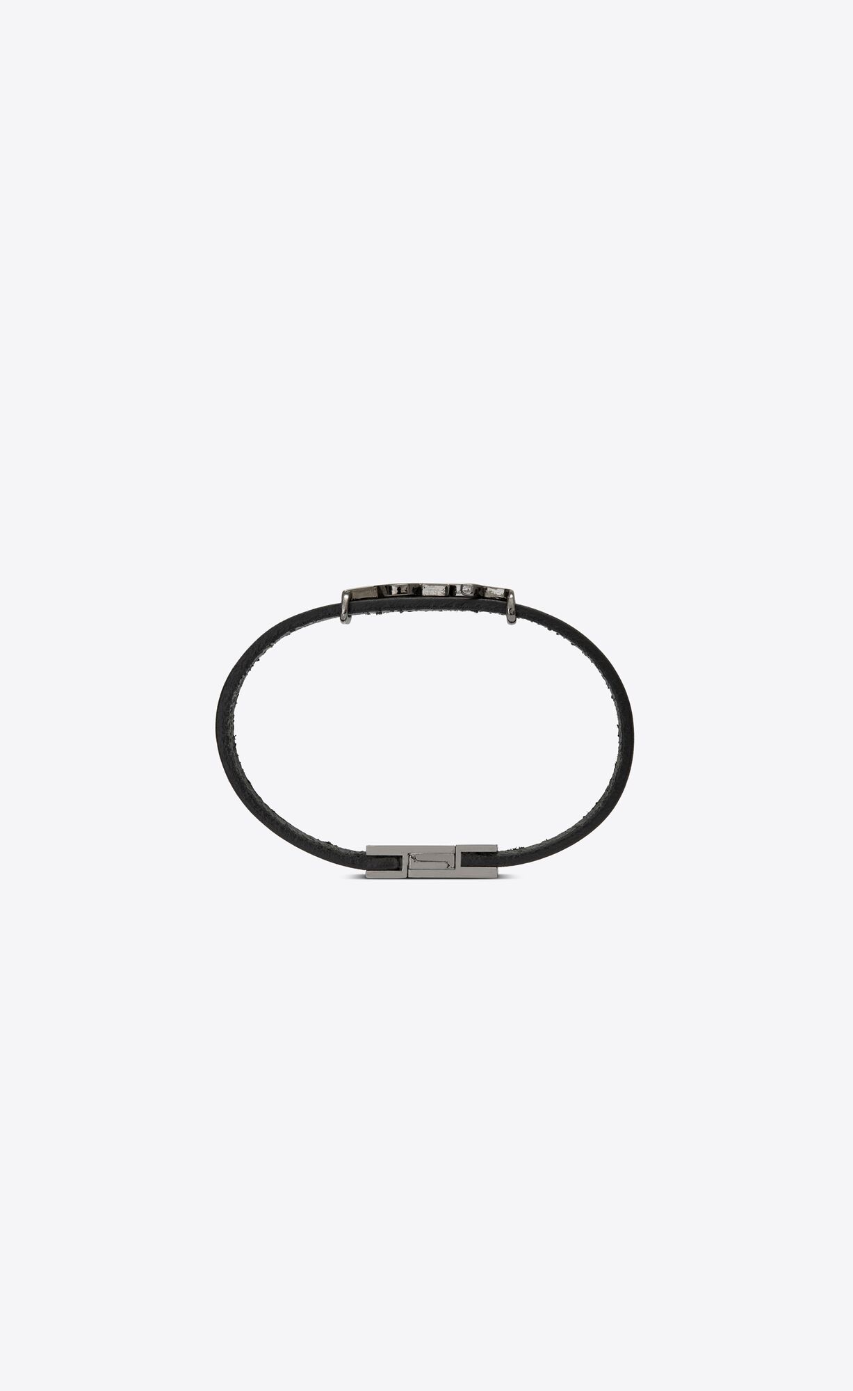 YSL Opyum Bracelet In Smooth Leder And Metal Schwarz | 71283-RXZP