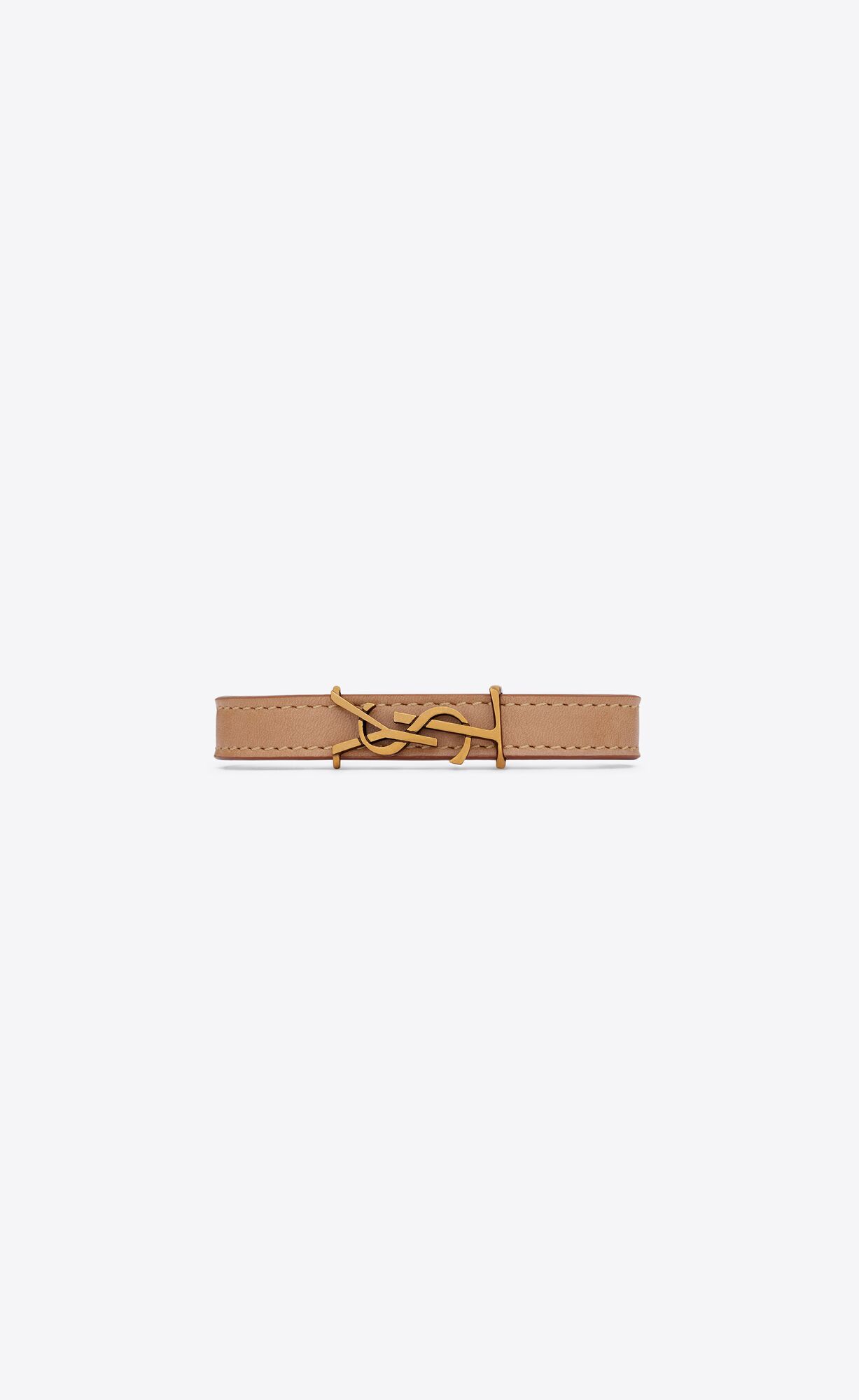 YSL Opyum Bracelet In Vegetable-tanned Leder And Metal Braun Gold | 15036-ULOZ