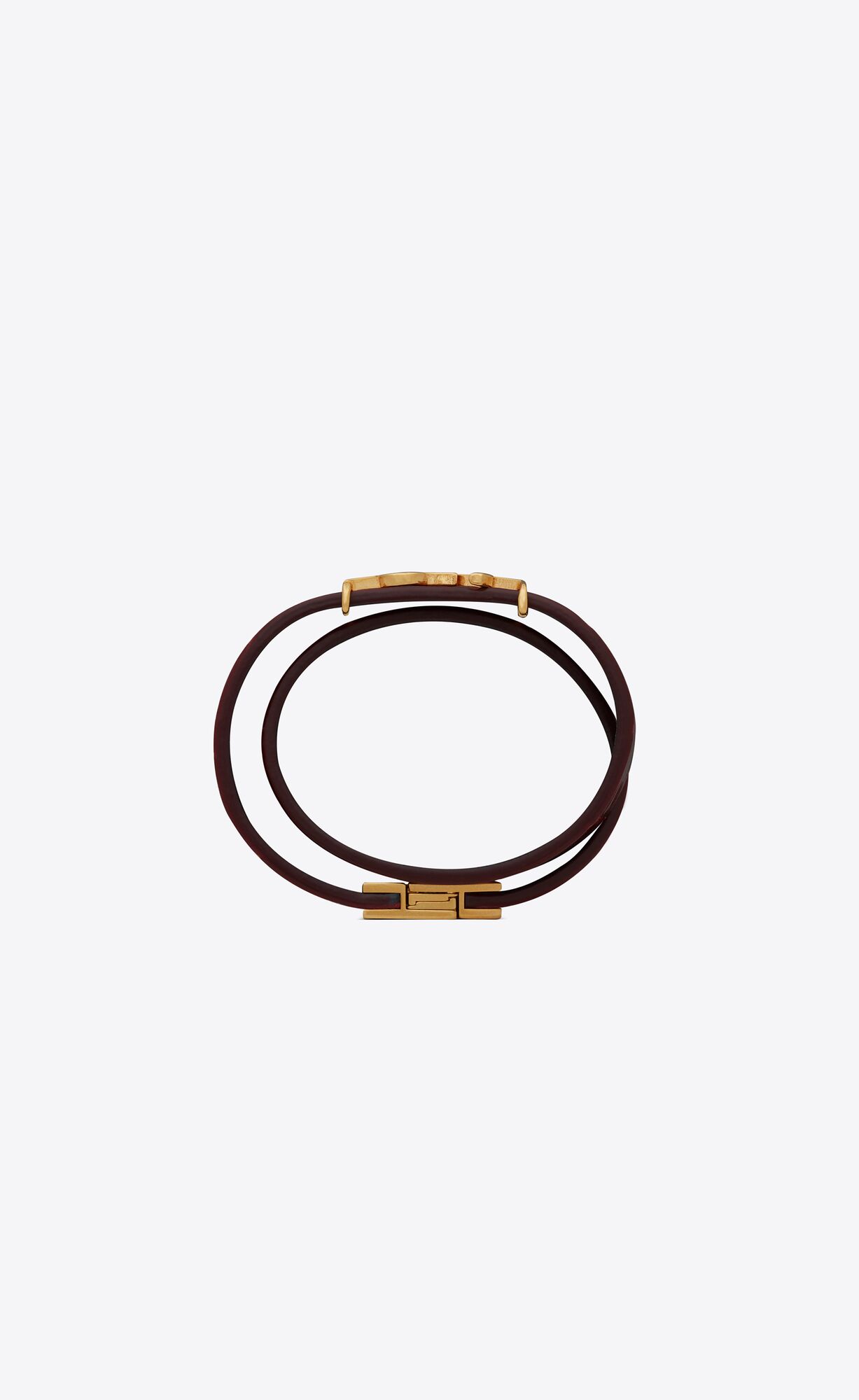 YSL Opyum Double Wrap Bracelet In Crocodile-embossed Leder And Metal Dunkelrot Gold | 61578-SLRB