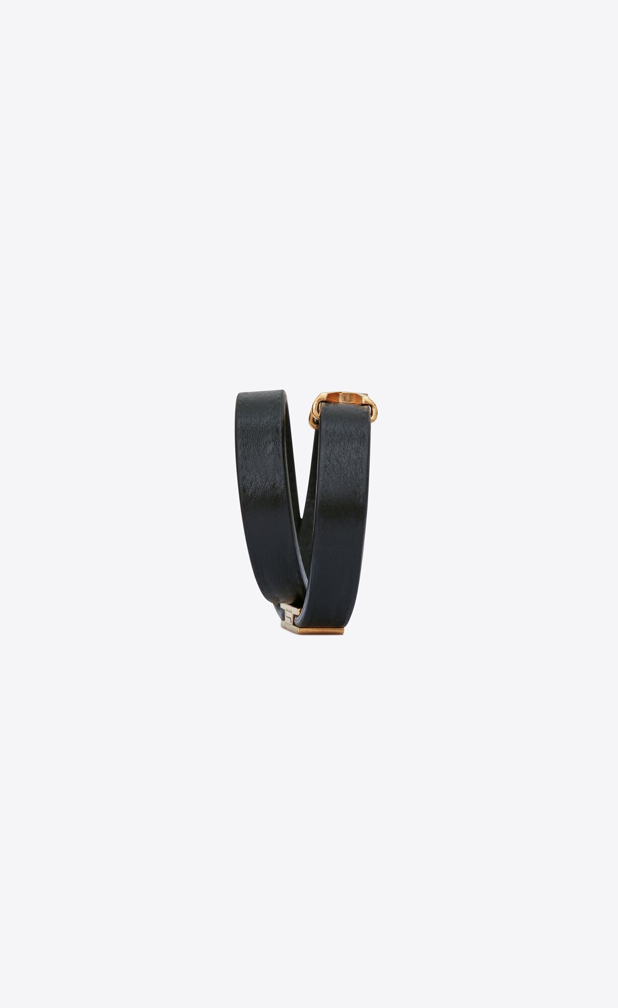 YSL Opyum Double Wrap Bracelet In Leder And Metal Schwarz | 43907-JQCR