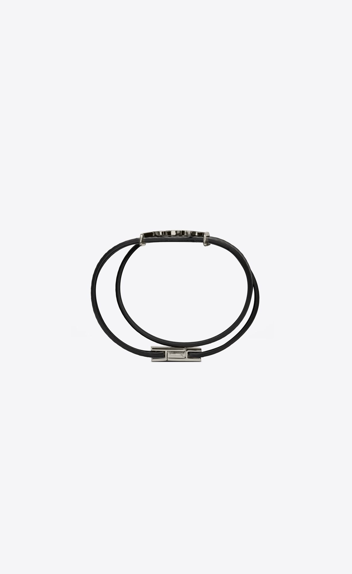 YSL Opyum Double Wrap Bracelet In Leder And Metal Schwarz | 45920-UEKM