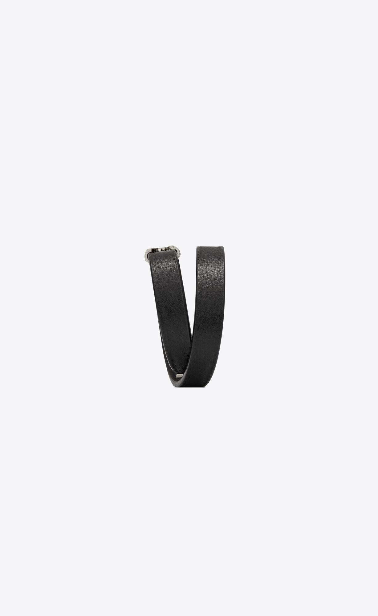 YSL Opyum Double Wrap Bracelet In Leder And Metal Schwarz | 45920-UEKM