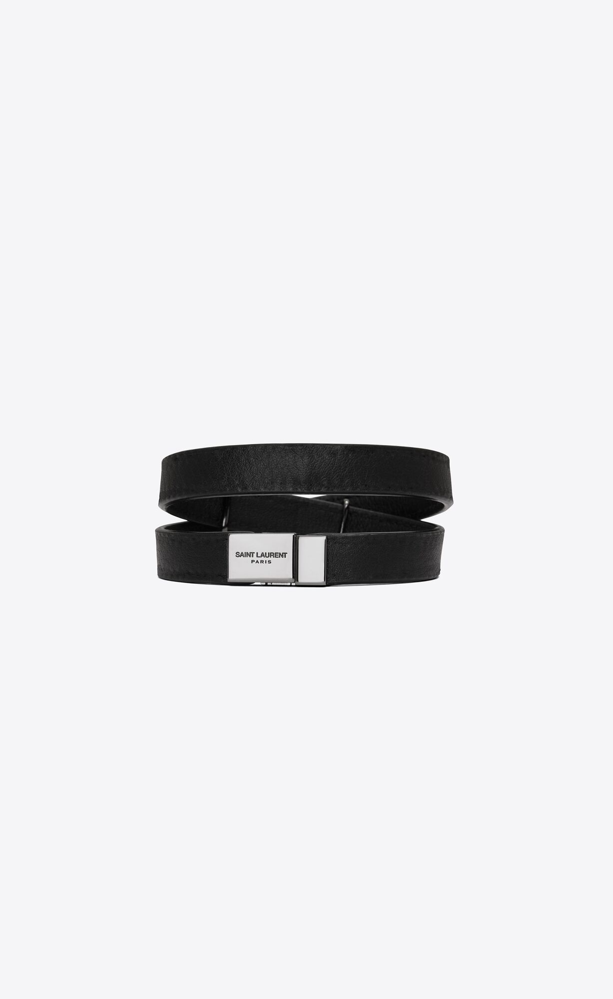 YSL Opyum Double Wrap Bracelet In Leder And Metal Schwarz | 45920-UEKM