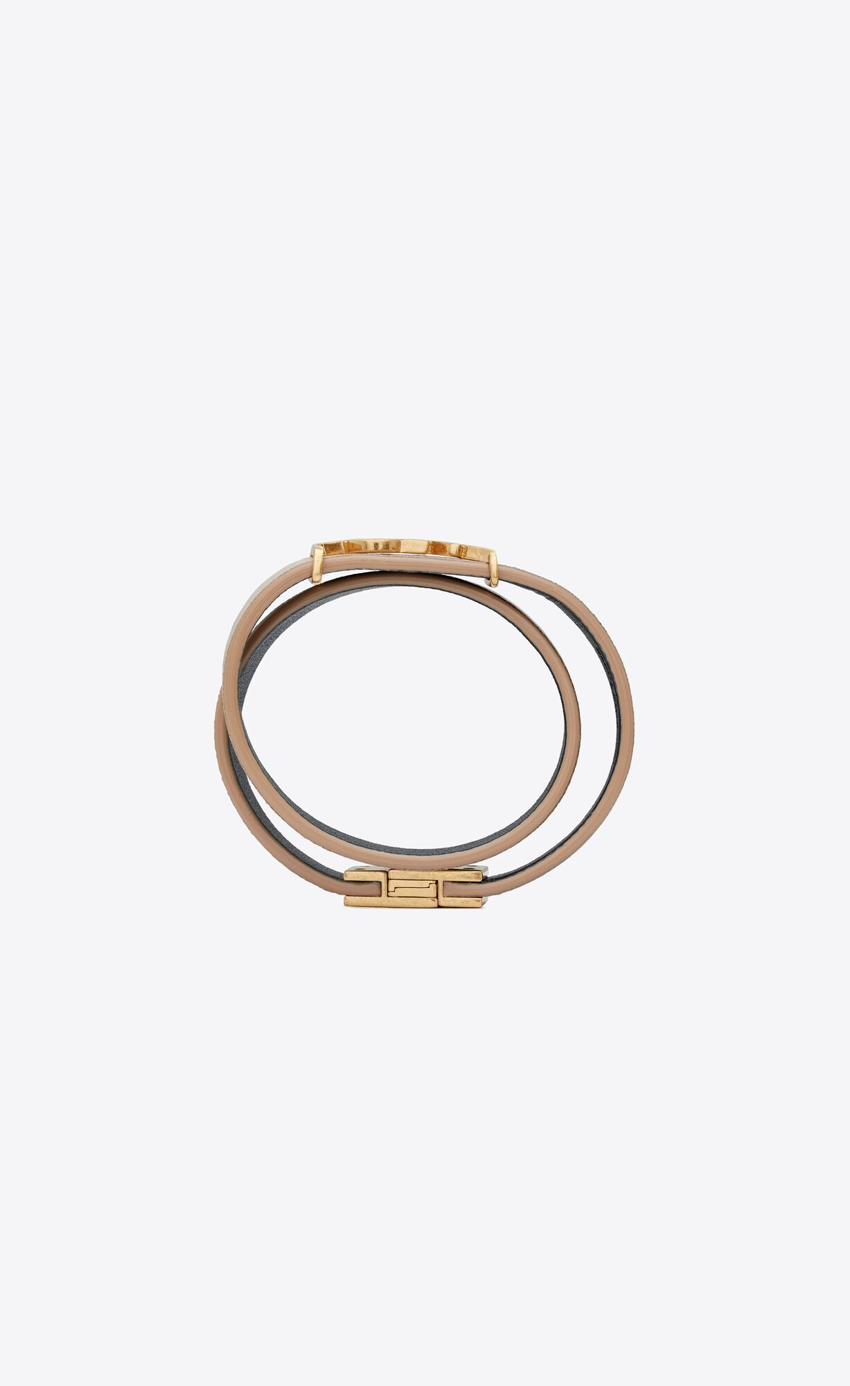 YSL Opyum Double Wrap Bracelet In Leder And Metal Beige | 52068-LRZV