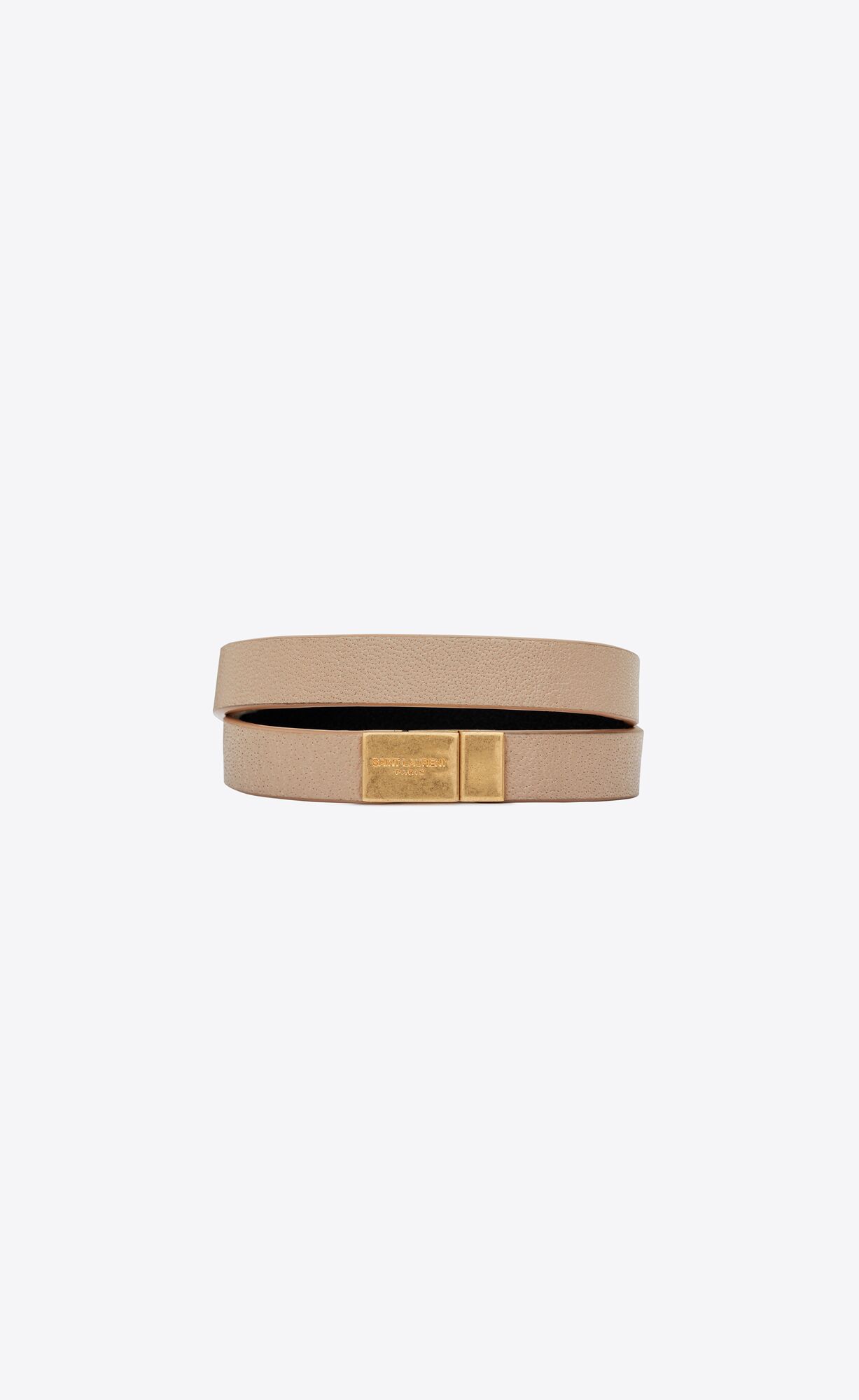 YSL Opyum Double Wrap Bracelet In Leder And Metal Beige | 52068-LRZV