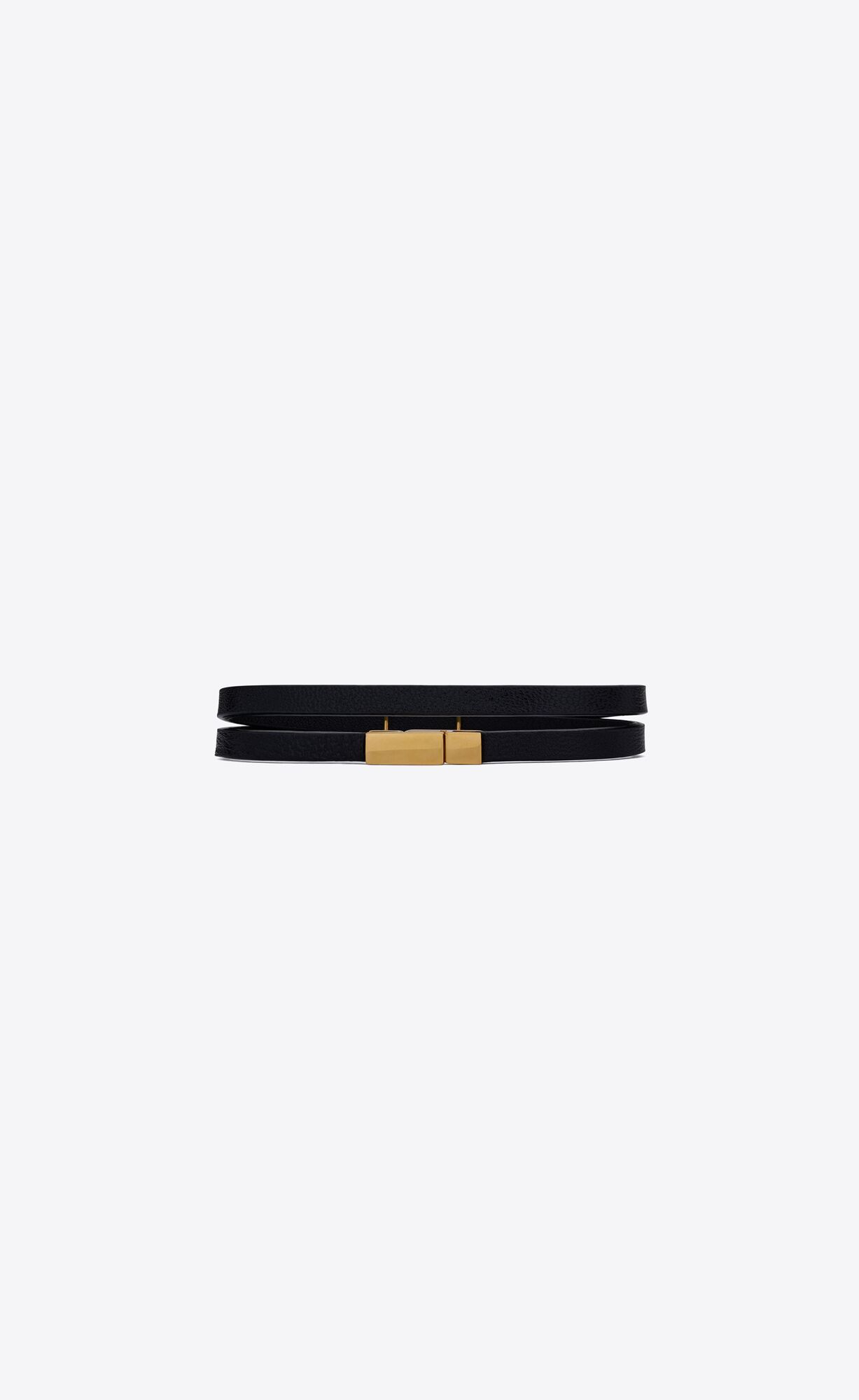 YSL Opyum Double Wrap Bracelet In Leder And Metal Schwarz | 97130-LJUA