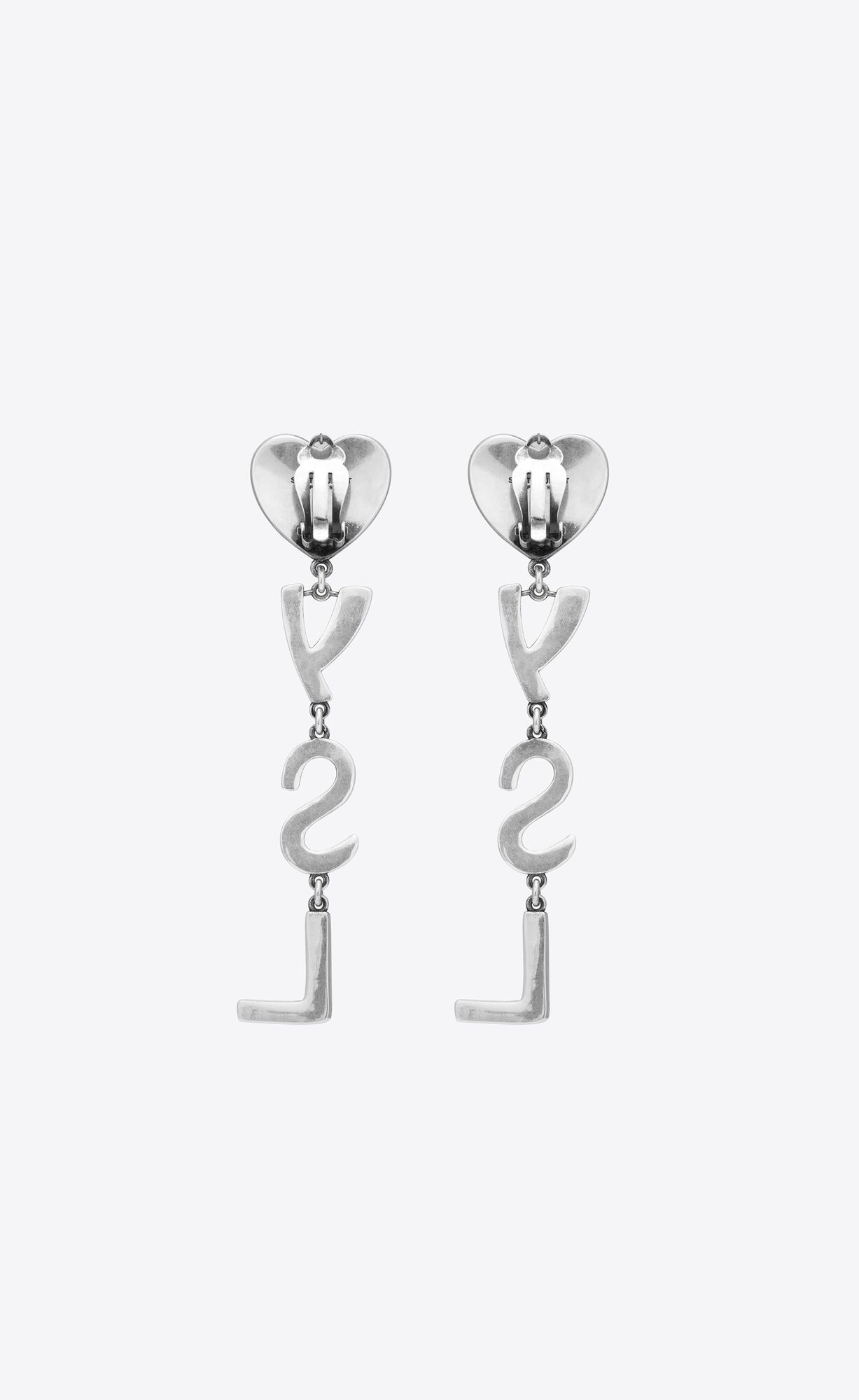 YSL Opyum Heart Earrings In Metal And Crystal Silber | 91267-BPHN