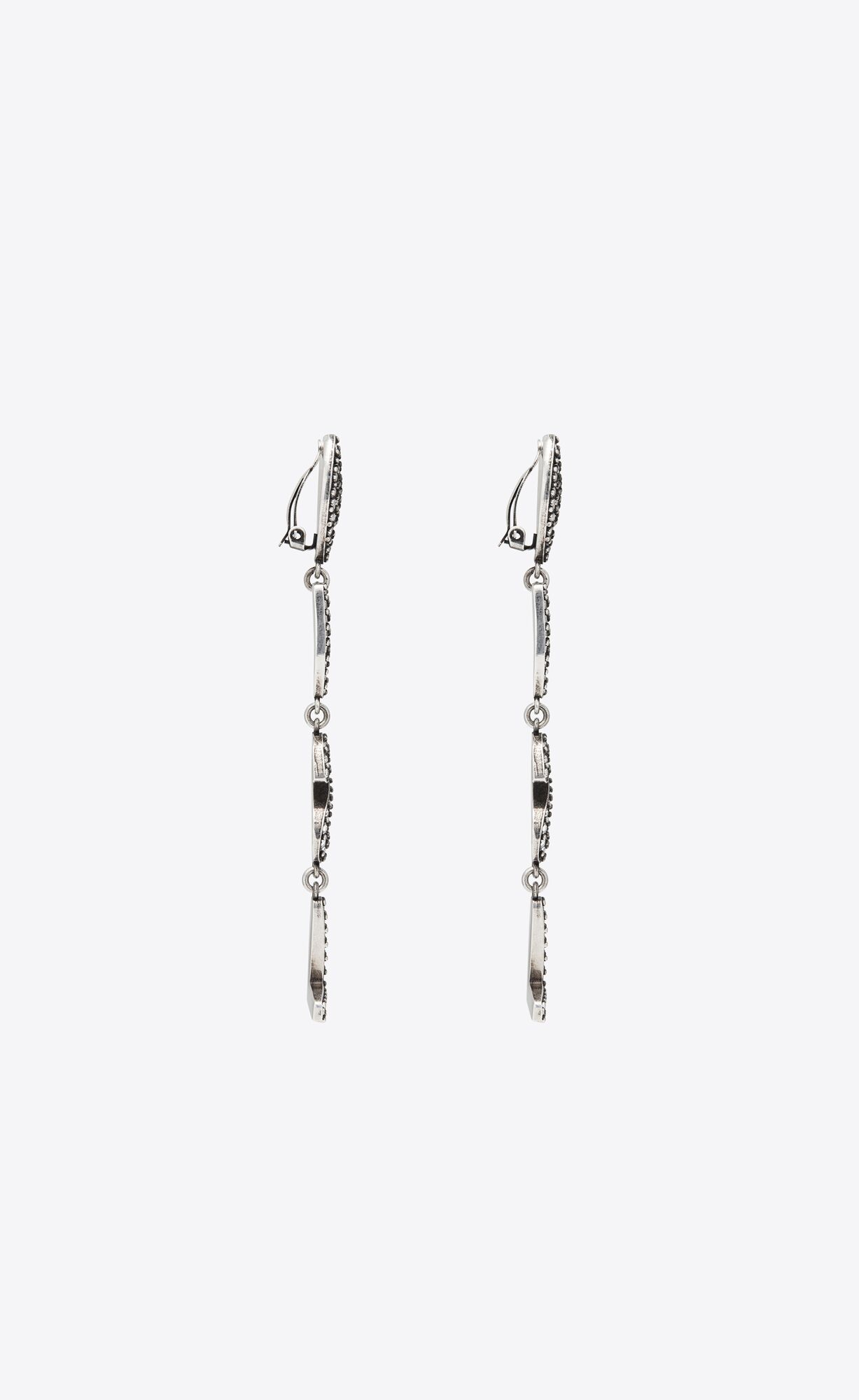 YSL Opyum Heart Earrings In Metal And Crystal Silber | 91267-BPHN