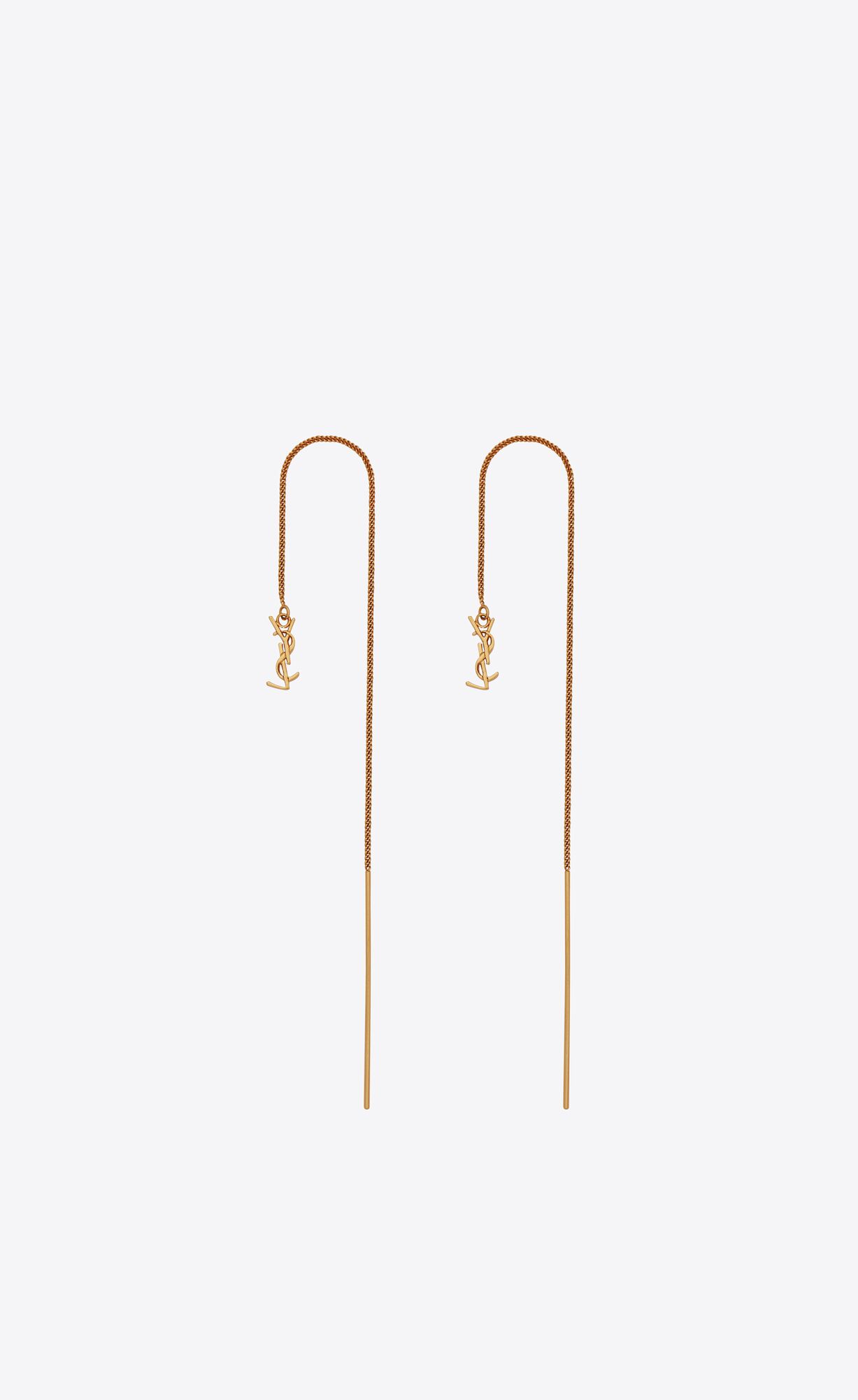 YSL Opyum Long Threader Earrings In Metal Gold | 19706-XMZD