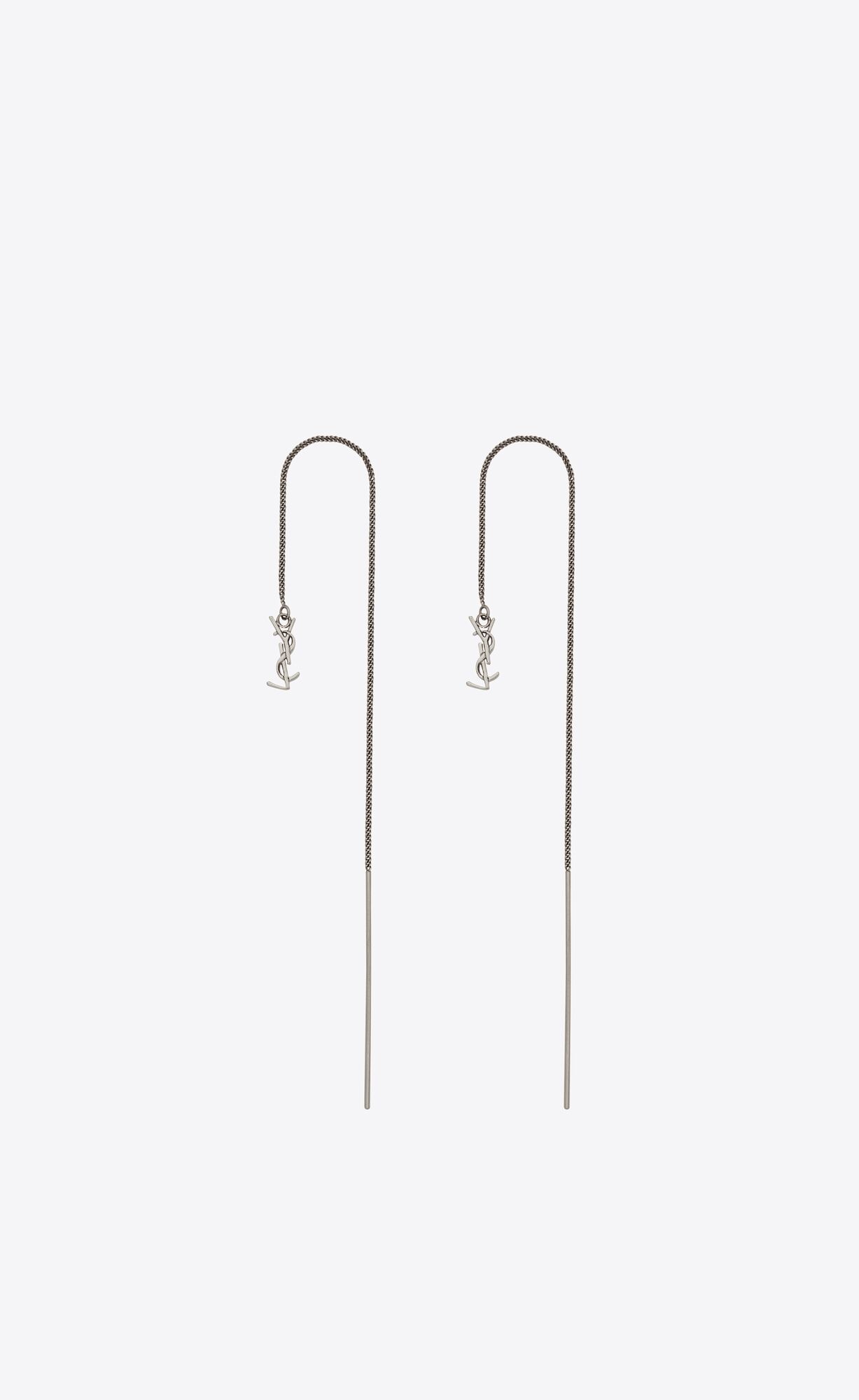 YSL Opyum Long Threader Earrings In Metal Mirror | 85176-XZHO