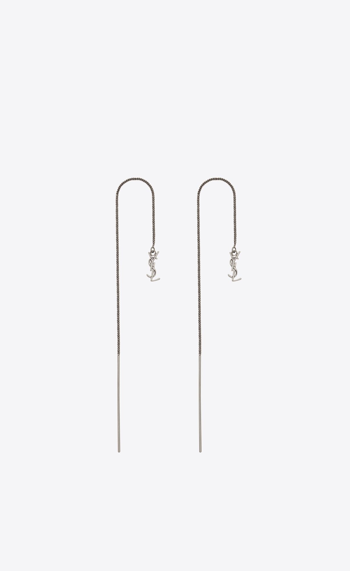 YSL Opyum Long Threader Earrings In Metal Mirror | 85176-XZHO