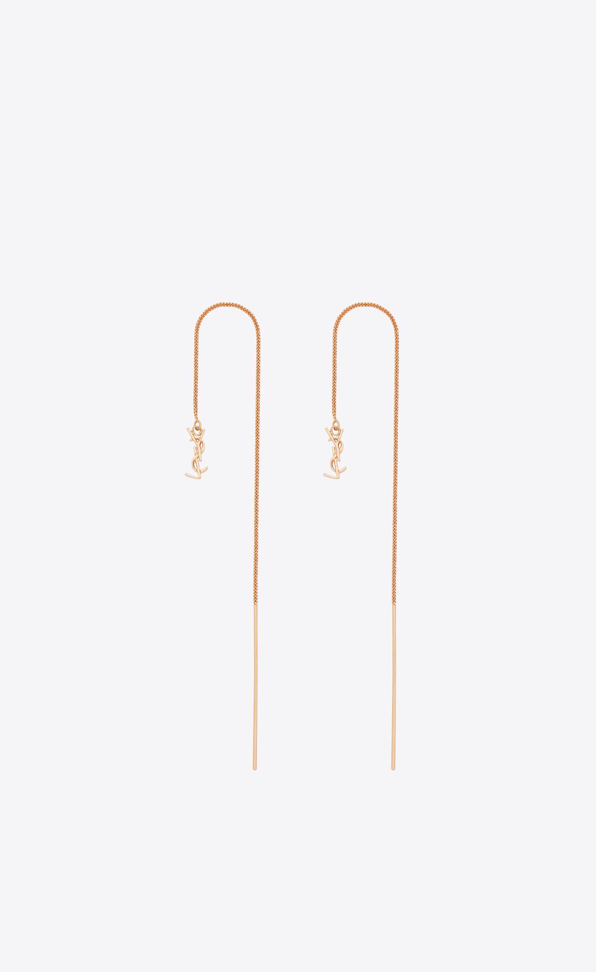 YSL Opyum Long Threader Earrings In Metal Rosa Gold | 98452-NDKH