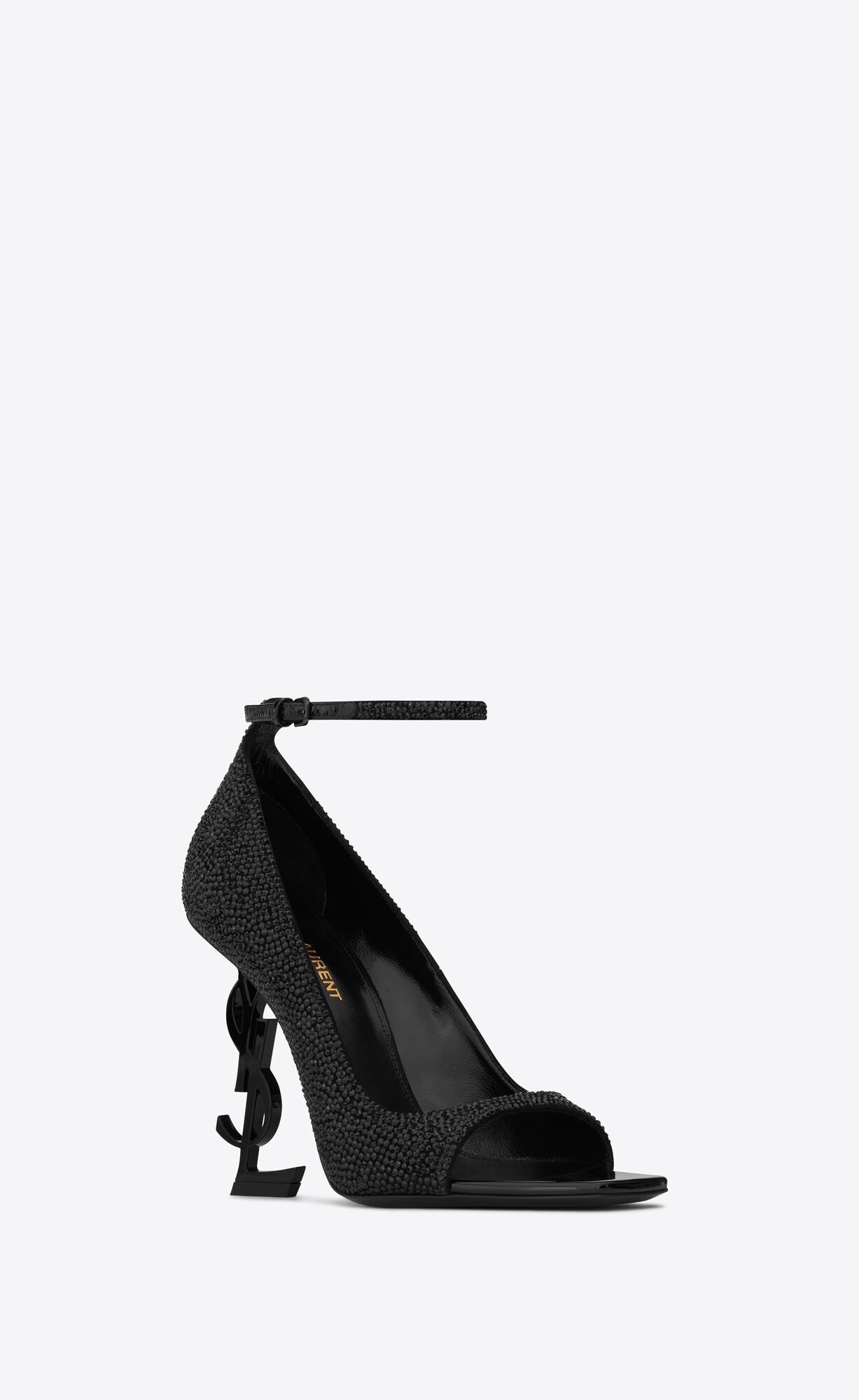 YSL Opyum Open-toe Pumps In Wildleder And Rhinestones Noir | 50839-SPJX