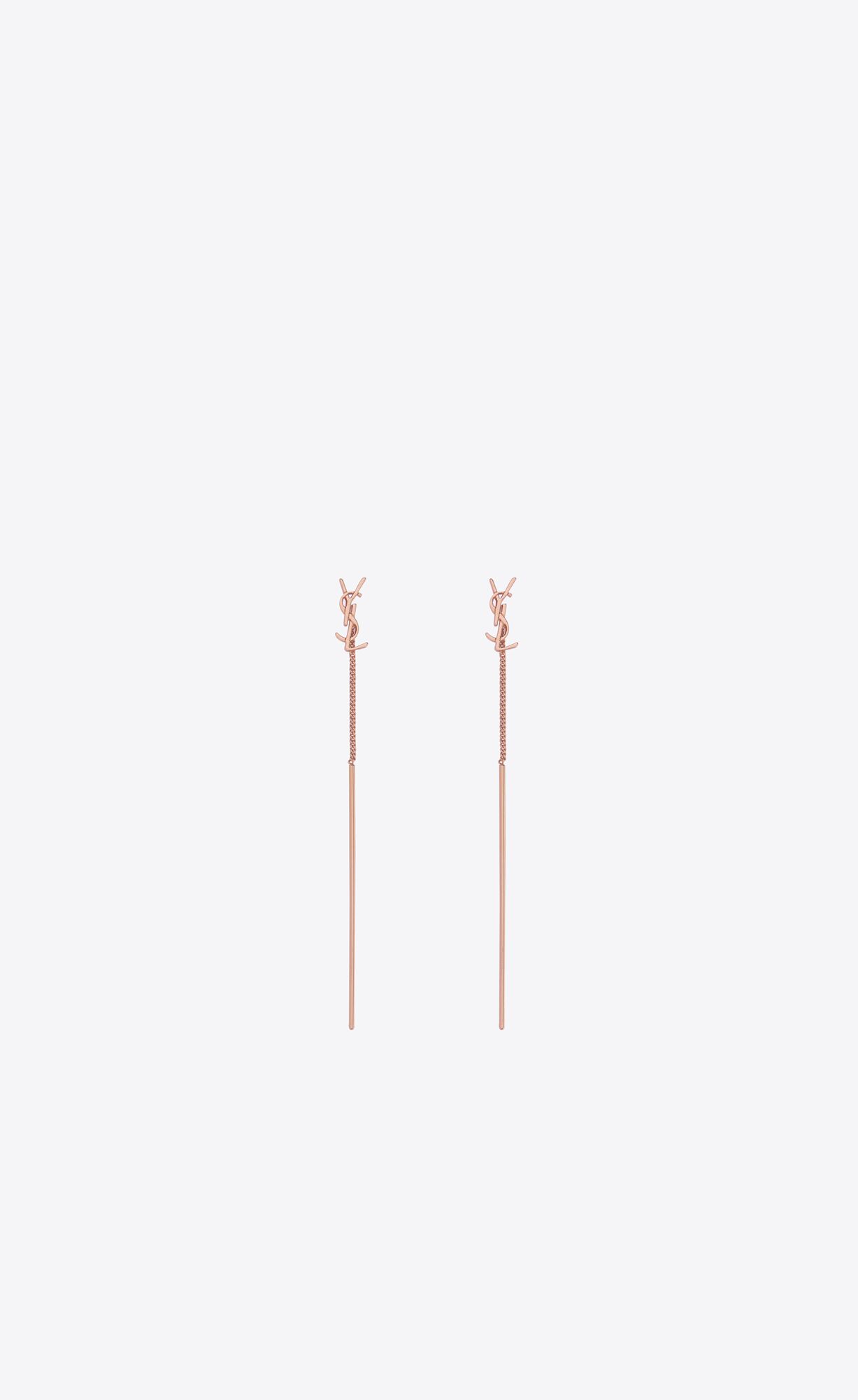 YSL Opyum Threader Earrings In Metal Rosa Gold | 65482-BKLN