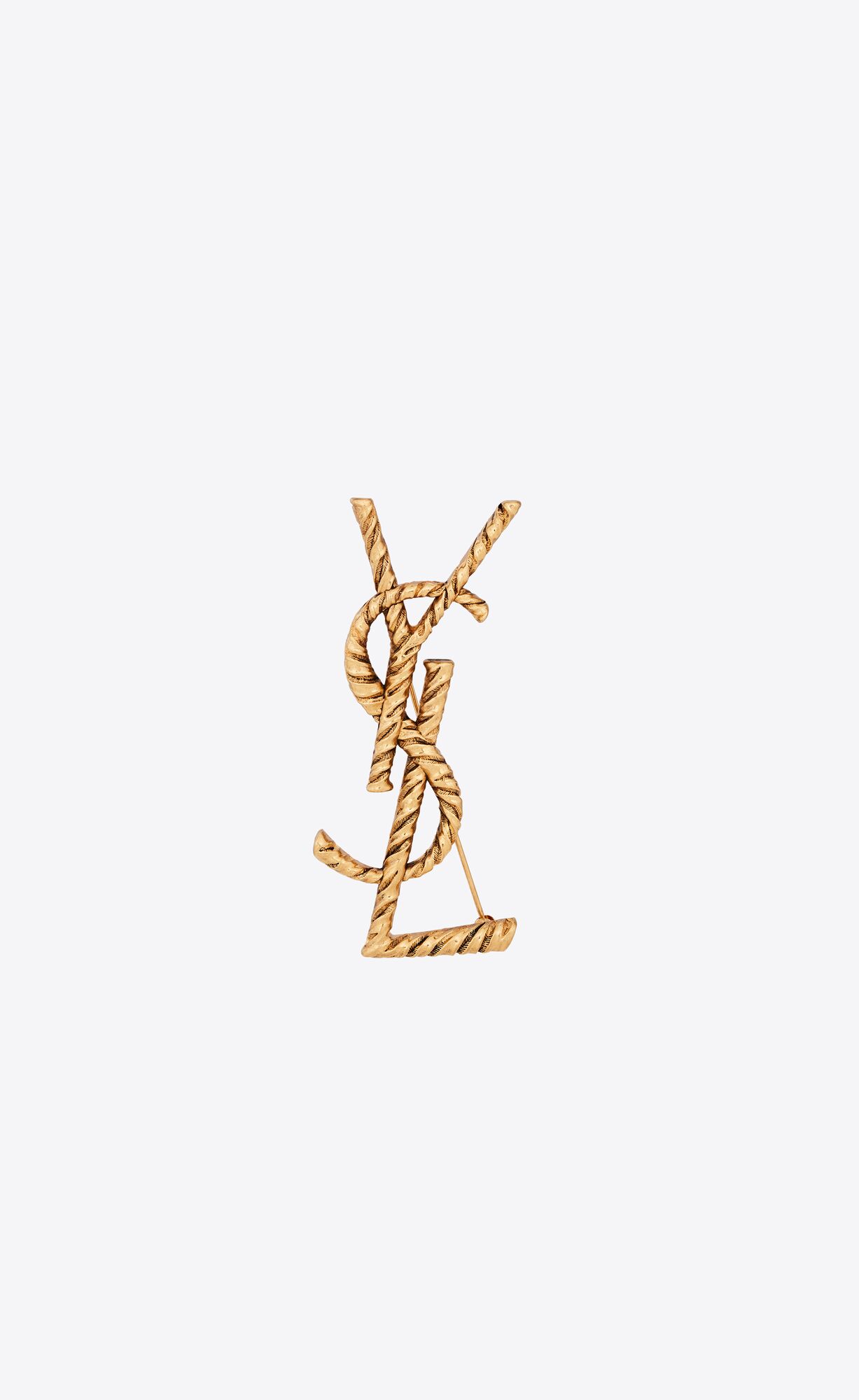 YSL Opyum Twisted Brooch In Metal Gold | 04628-WMGZ