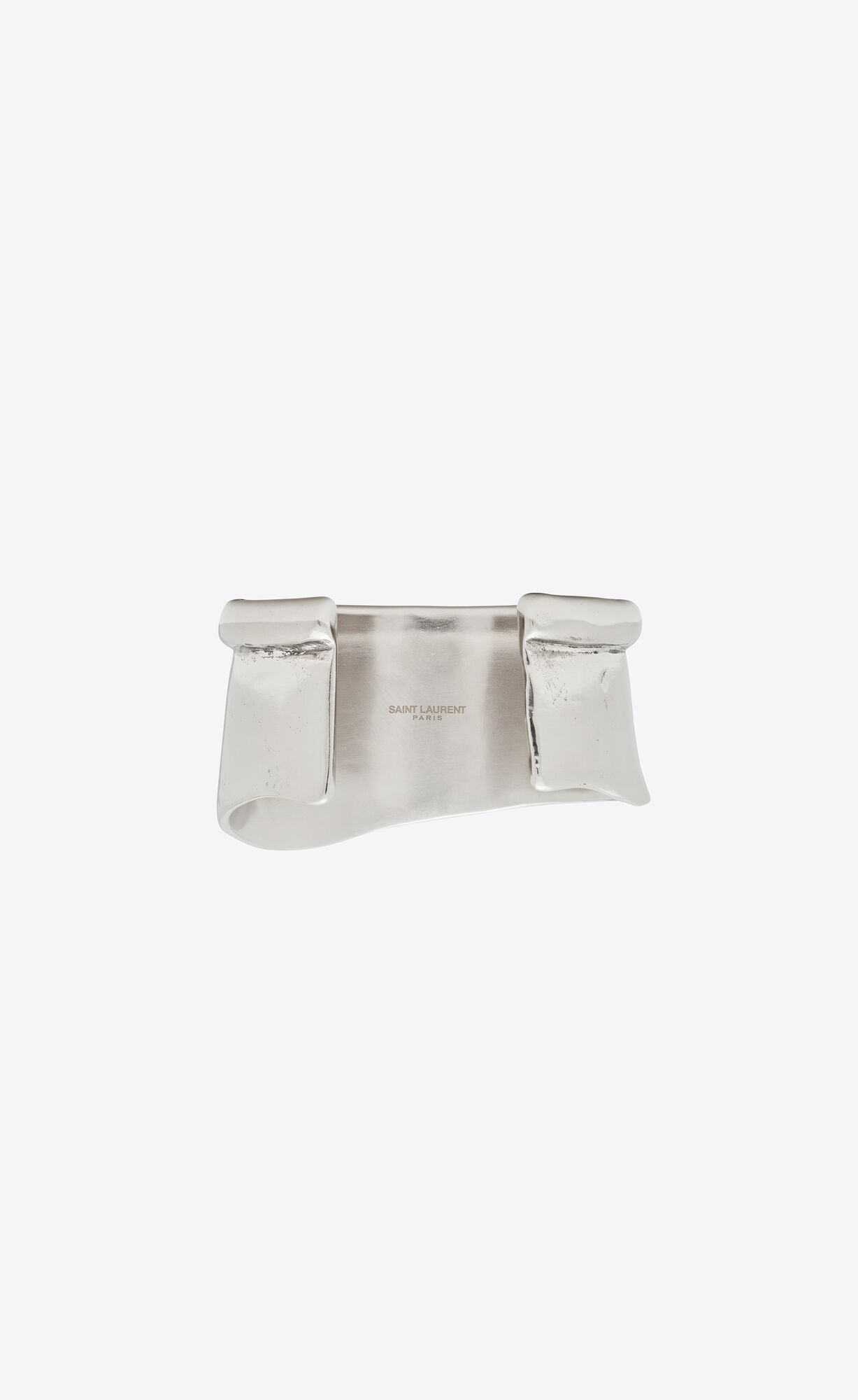 YSL Organic Wave Cuff Bracelet In Metal Silber | 79583-FNSE