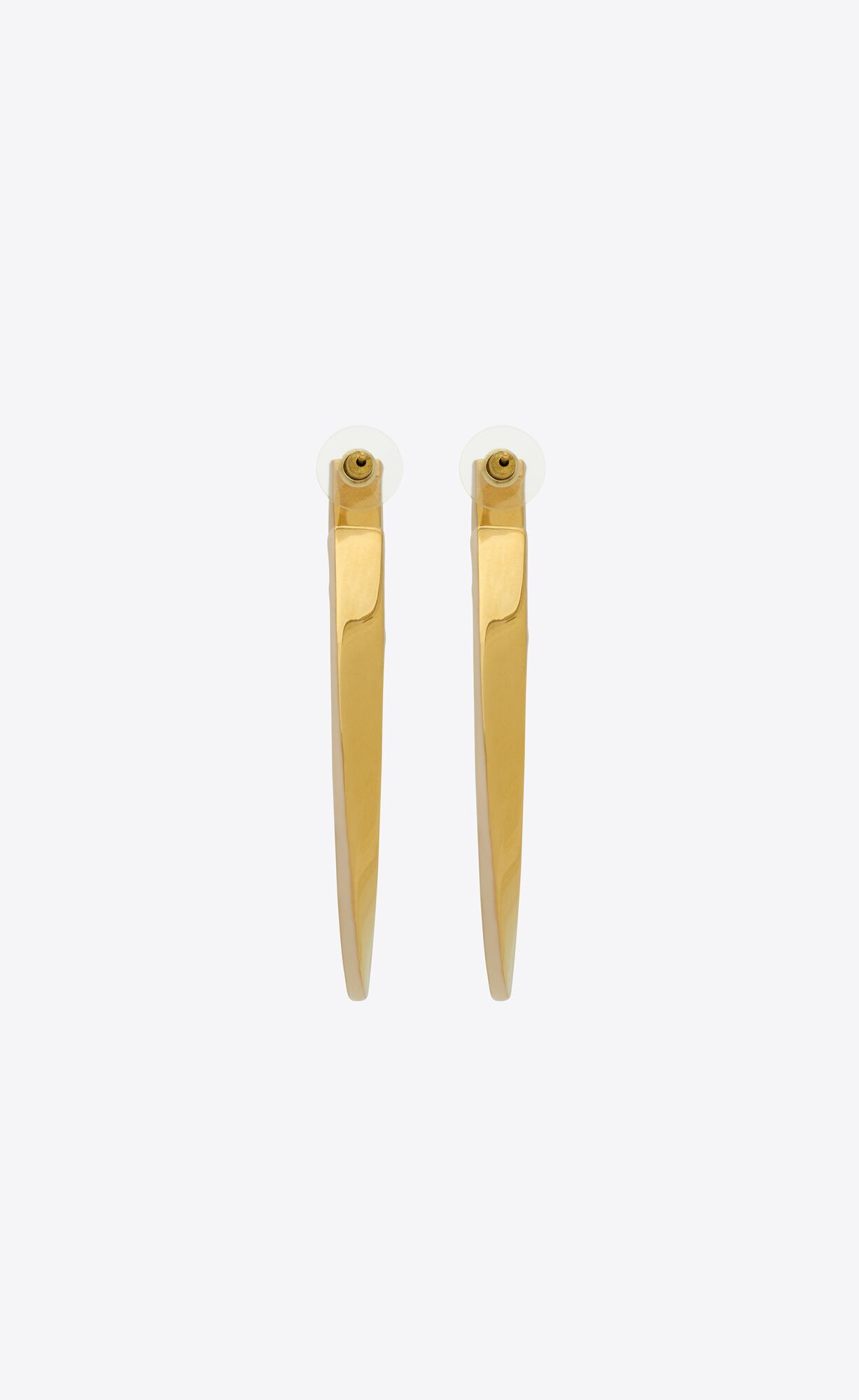 YSL Oval Curved Hoop Earrings In Metal And Enamel Gold Weiß | 47310-STEJ