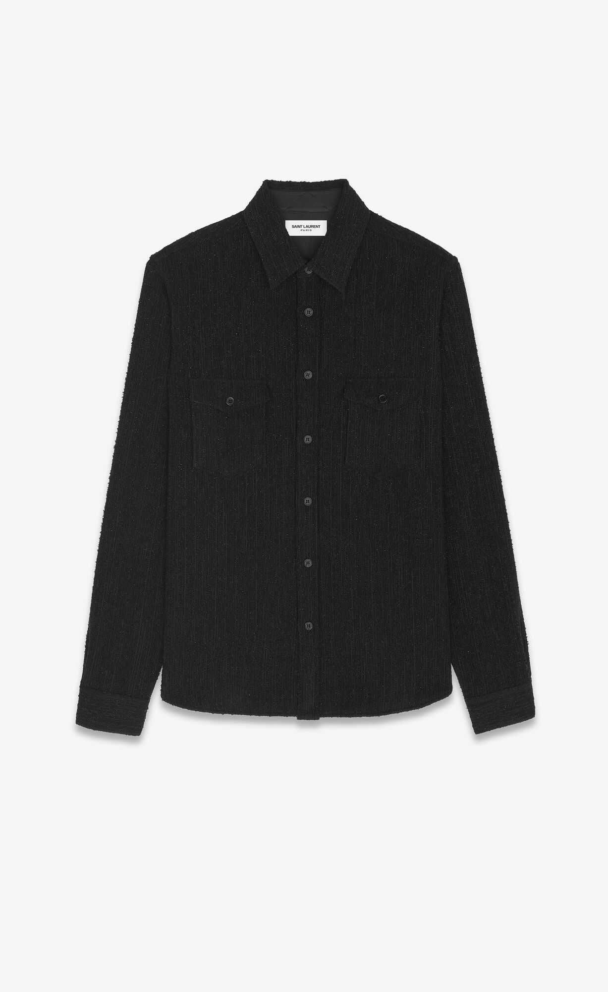 YSL Overshirt In Wolle Noir Blanc | 76105-RKSU