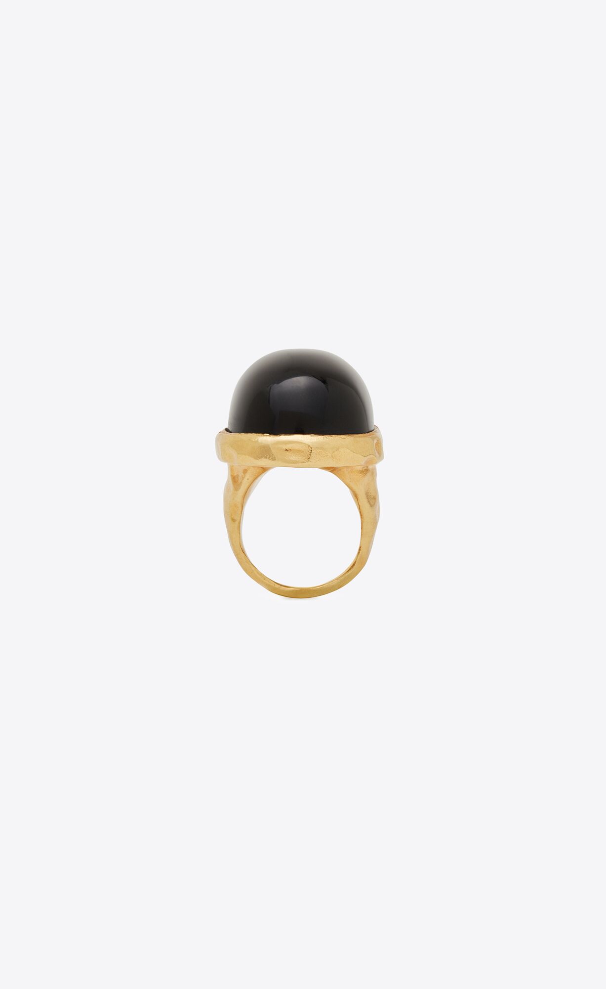 YSL Oversize Cabochon Ring In Metal And Onyx Gold Schwarz | 01958-LUZD