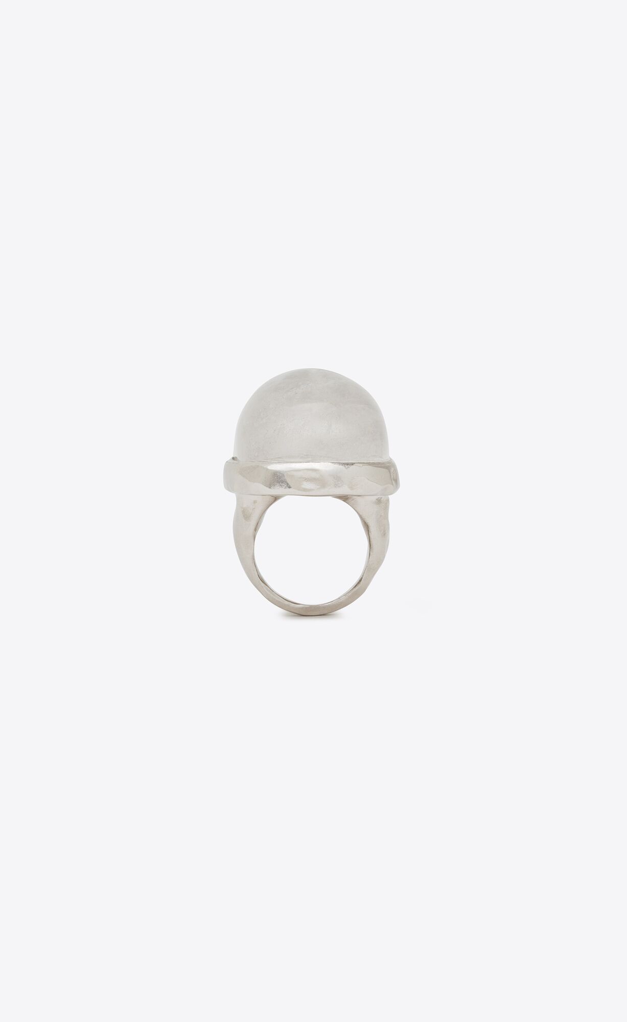 YSL Oversize Cabochon Ring In Metal And Quartz Silber | 39856-RLGA