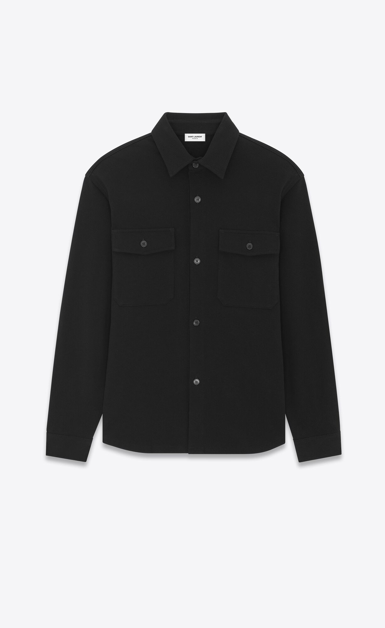 YSL Oversize Shirt In Baumwoll Piqué Schwarz | 54619-RJCO